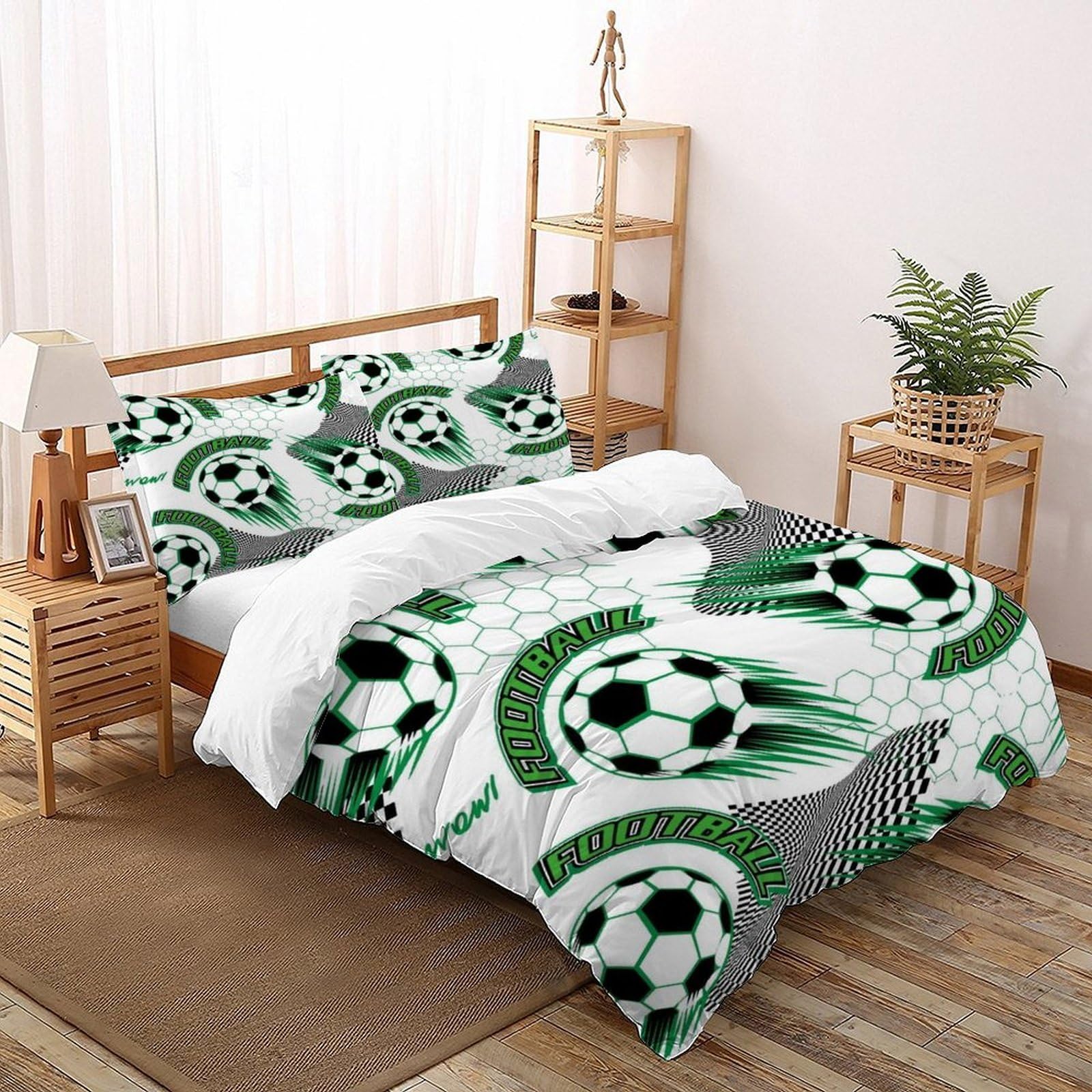 Housse de couette football 200x200 avec 2 taies en microfibre