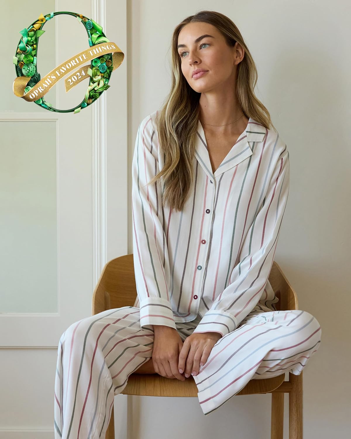 Cozy Earth Soft Woven Long Sleeve Pajama Set For Women - Luxury Button-Up Sleepwear - Image 2