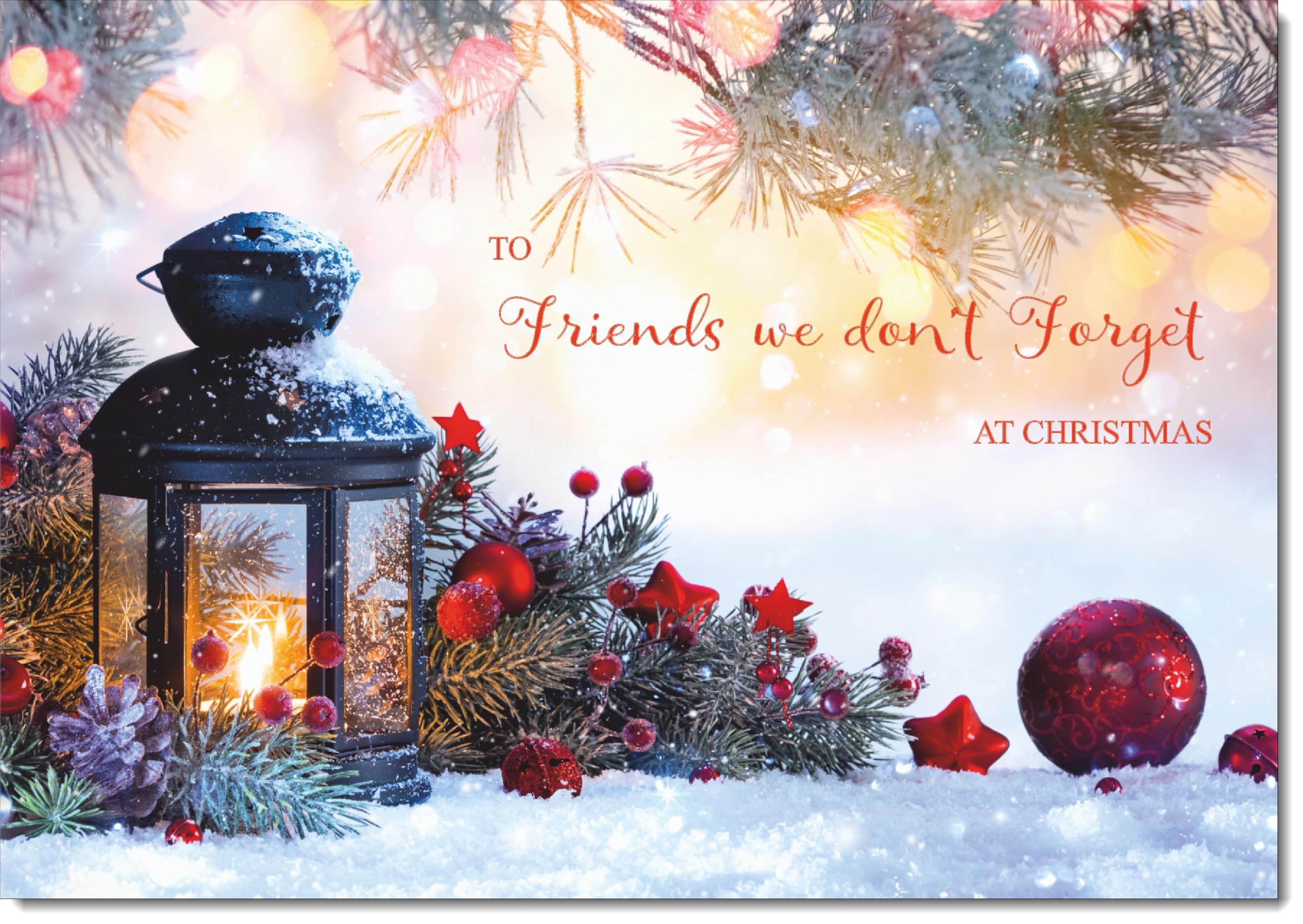 doodlecards Friends We Don't Forget Christmas Card Festive Lamp Large A4 Size Christmas Card for Friends We Don't Forget with Plain Envelope — image 1