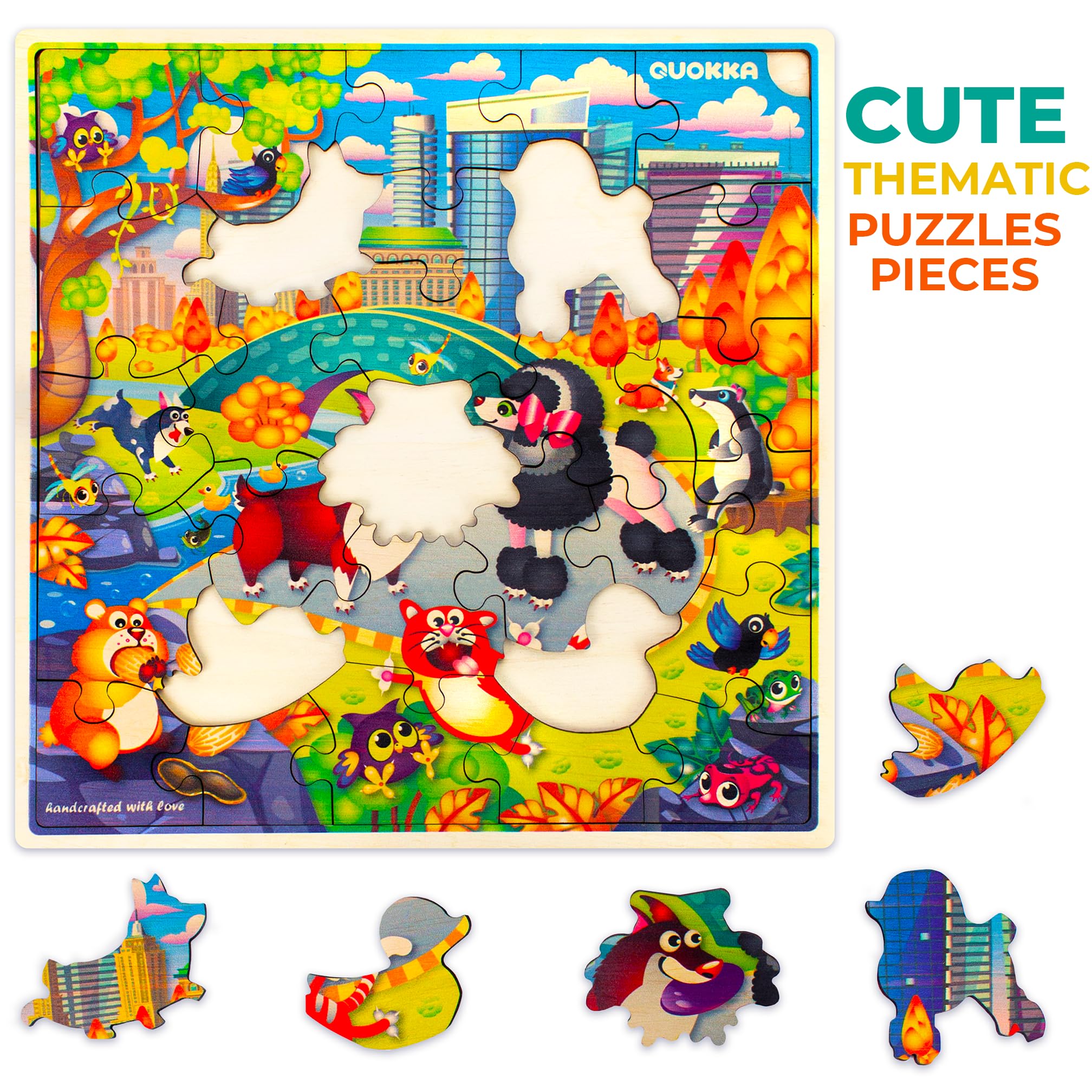 QUOKKA Wooden Park Puzzles for Kids Ages 3-5 - 28 Pieces Toddlers Kids Puzzles Ages 4-8 Year Olds - Wood Park Toys for Children 6-8 yo - Image 4