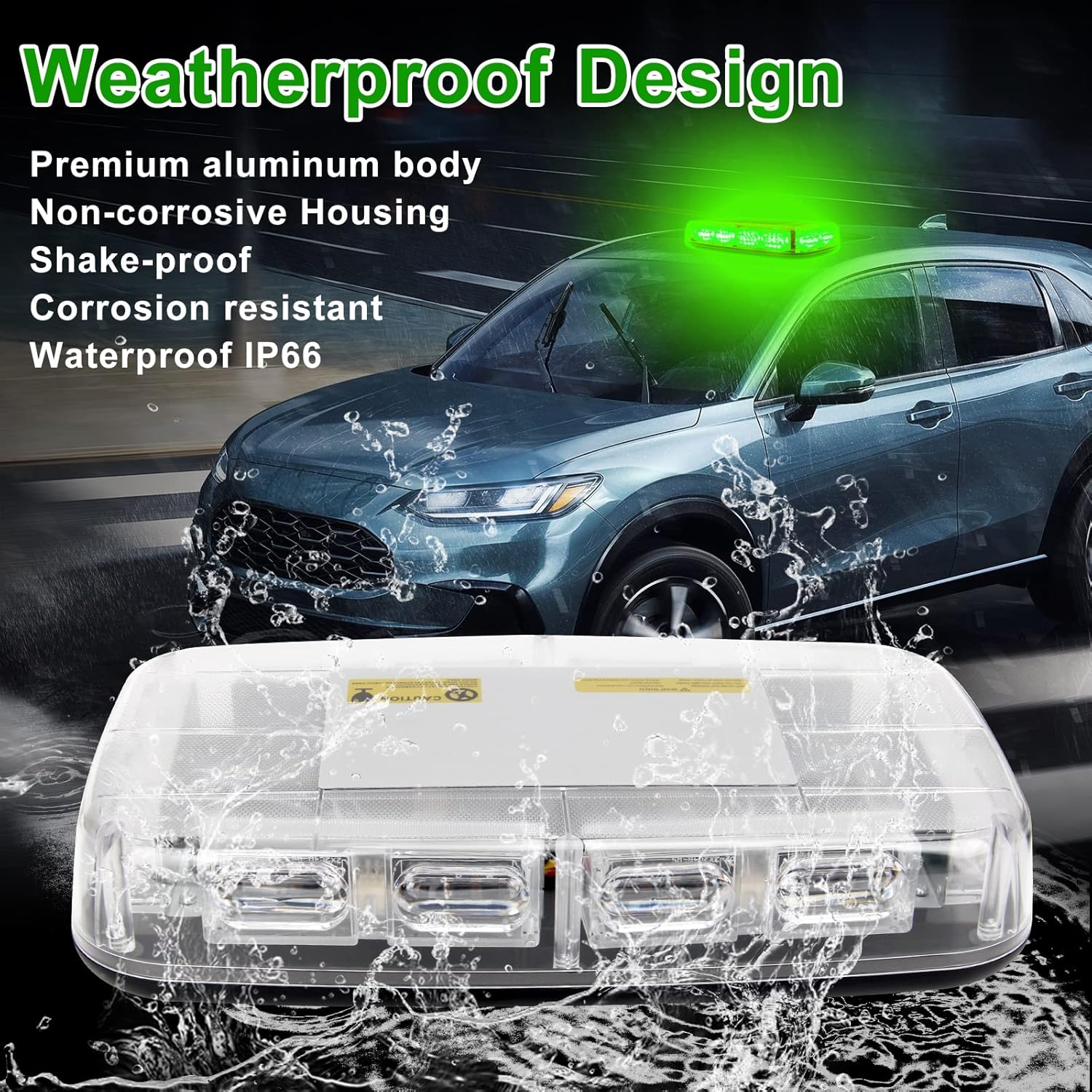 LED Rooftop Strobe Beacon Lights with Base, High Bright 48 LED Green Beacon Emergency Warning 16 Flashing Modes Light for 12-24V Car, Trucks, Snow Plow, Construction Vehicles(Green)