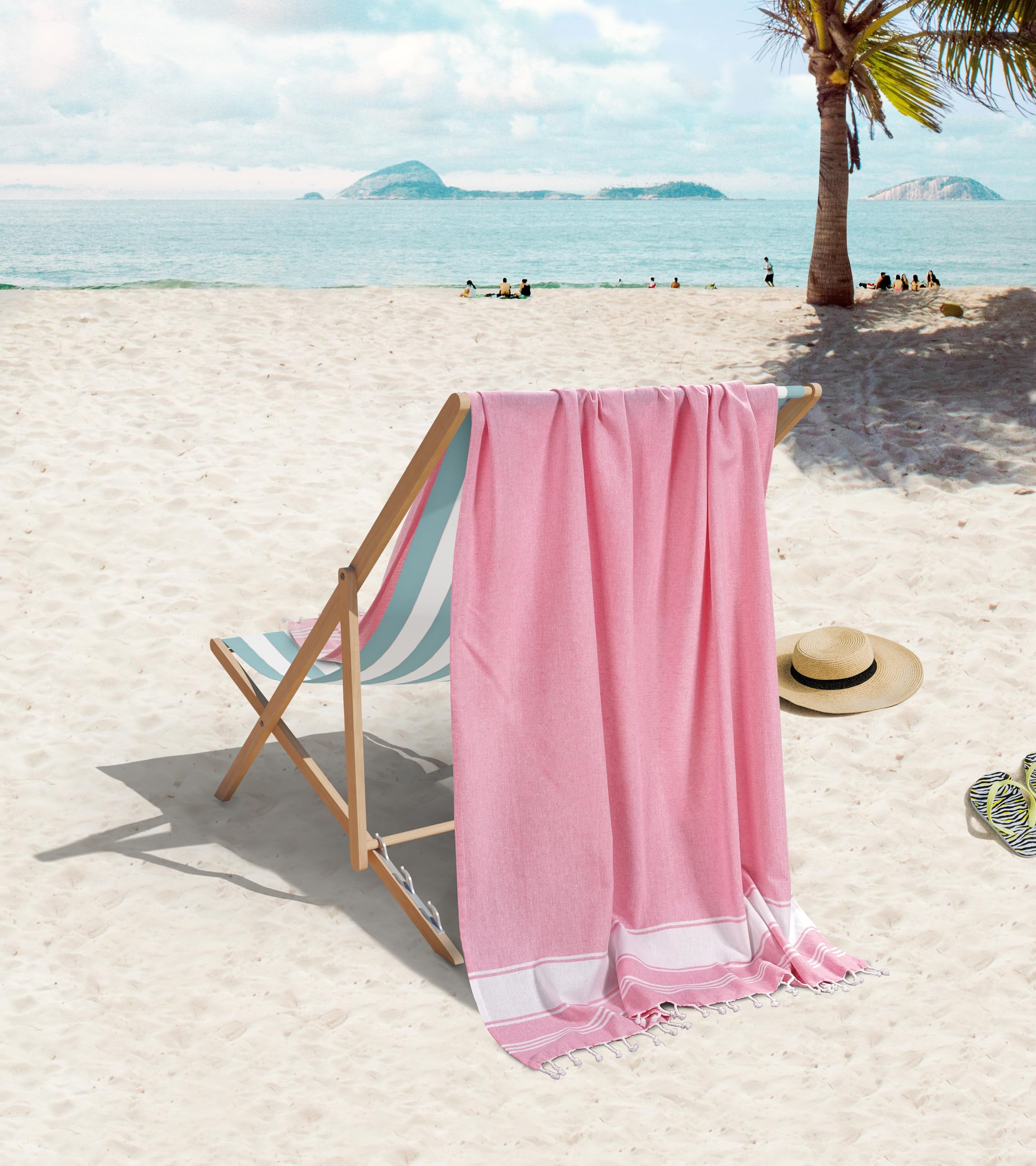 LANE LINEN Oversized Beach Towels, Set of 4, 39"x71" Turkish Cotton Rich & Quick Dry Pool Towels - Image 2