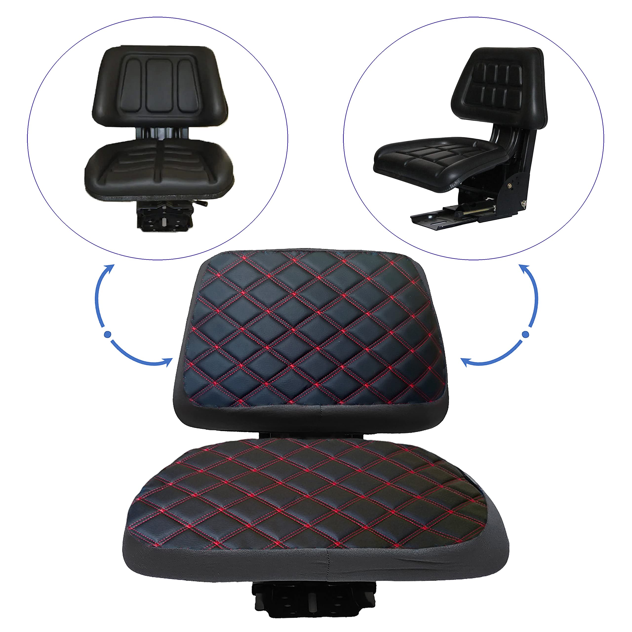 Strapazierfähiger universeller Traktor-Sitzbezug für Traktoren mit flachen Sitzen, Gabelstapler-Sitzbezug, Camuflage-Muster, 4 Farben (schwarzes gesteppter)