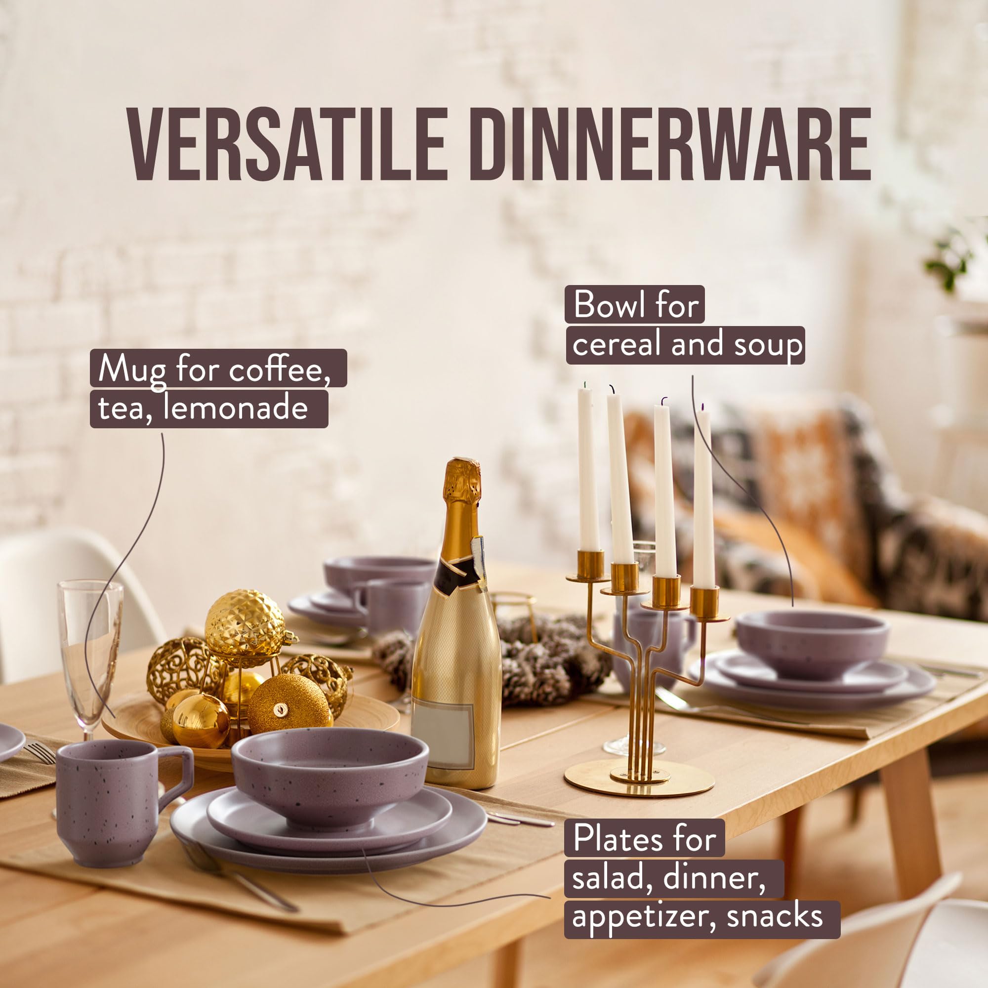 American Atelier 4-Piece Stoneware Dinnerware Set - Service For 1, Microwave & Dishwasher Safe, Pink - View #6