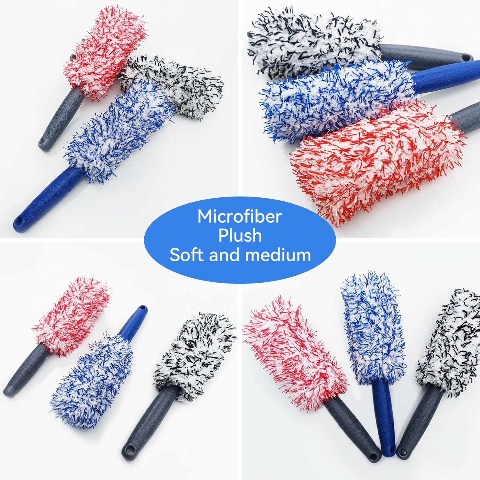 Set 3 Spazzole Per Cerchioni Auto - Microfibra, 30 Cm, Pulizia Senza Graffi - Foto 3