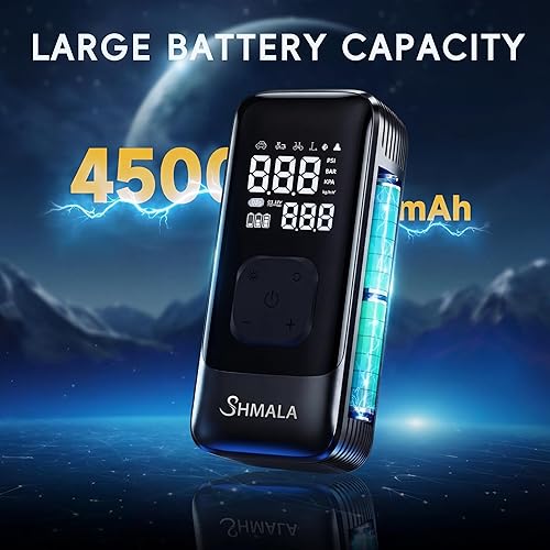 Miniatura 2 de Compresor de aire portátil para inflador de neumáticos, bomba de aire para neumáticos de automóvil con medidor de presión digital, banco de energía,