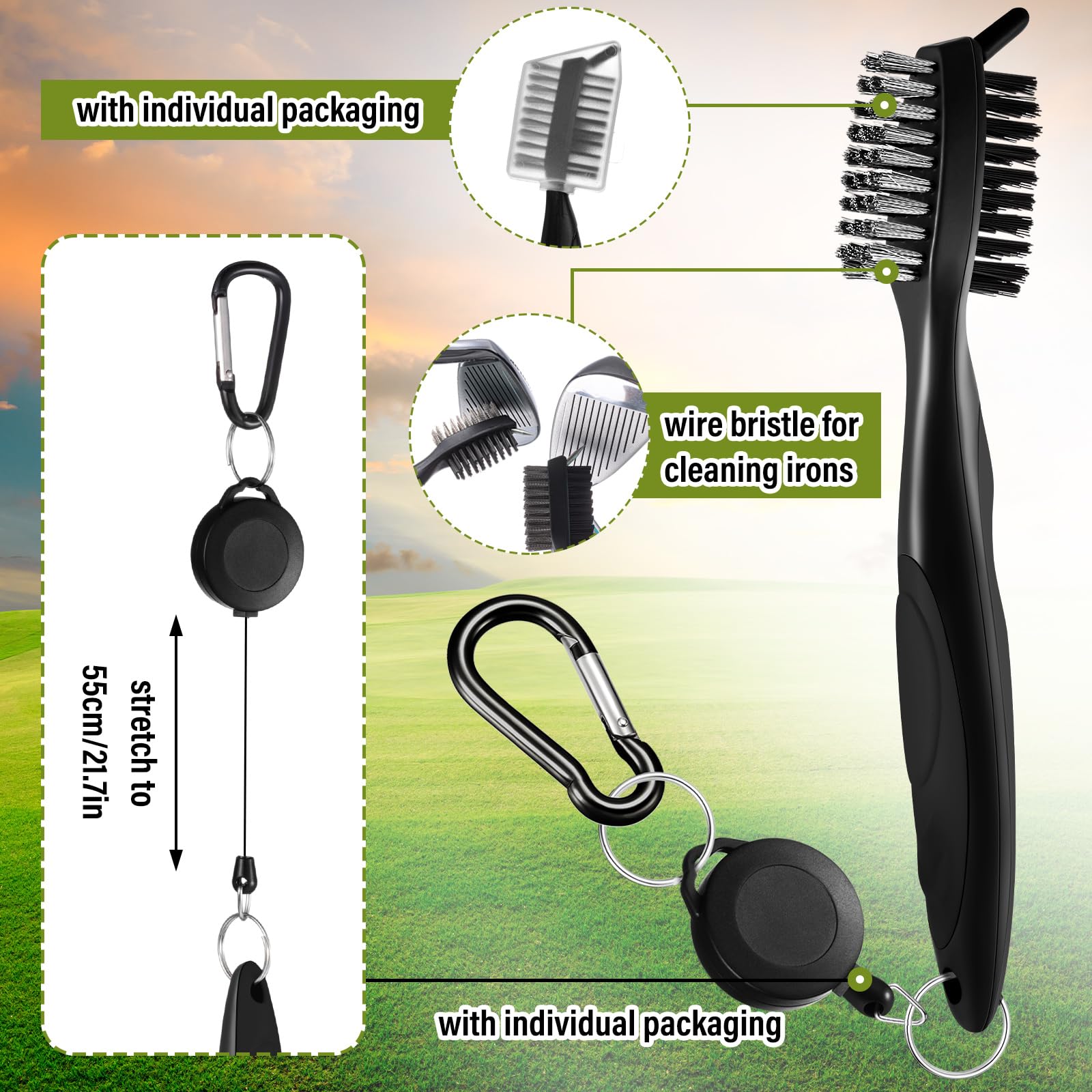 Liliful 12-teiliges Golfzubehör-Set, enthält Golf-Tees, Golf-Handtuch, Golfballtasche mit Reinigungshaken, Reinigungsbürste und Divot-Werkzeug inkl
