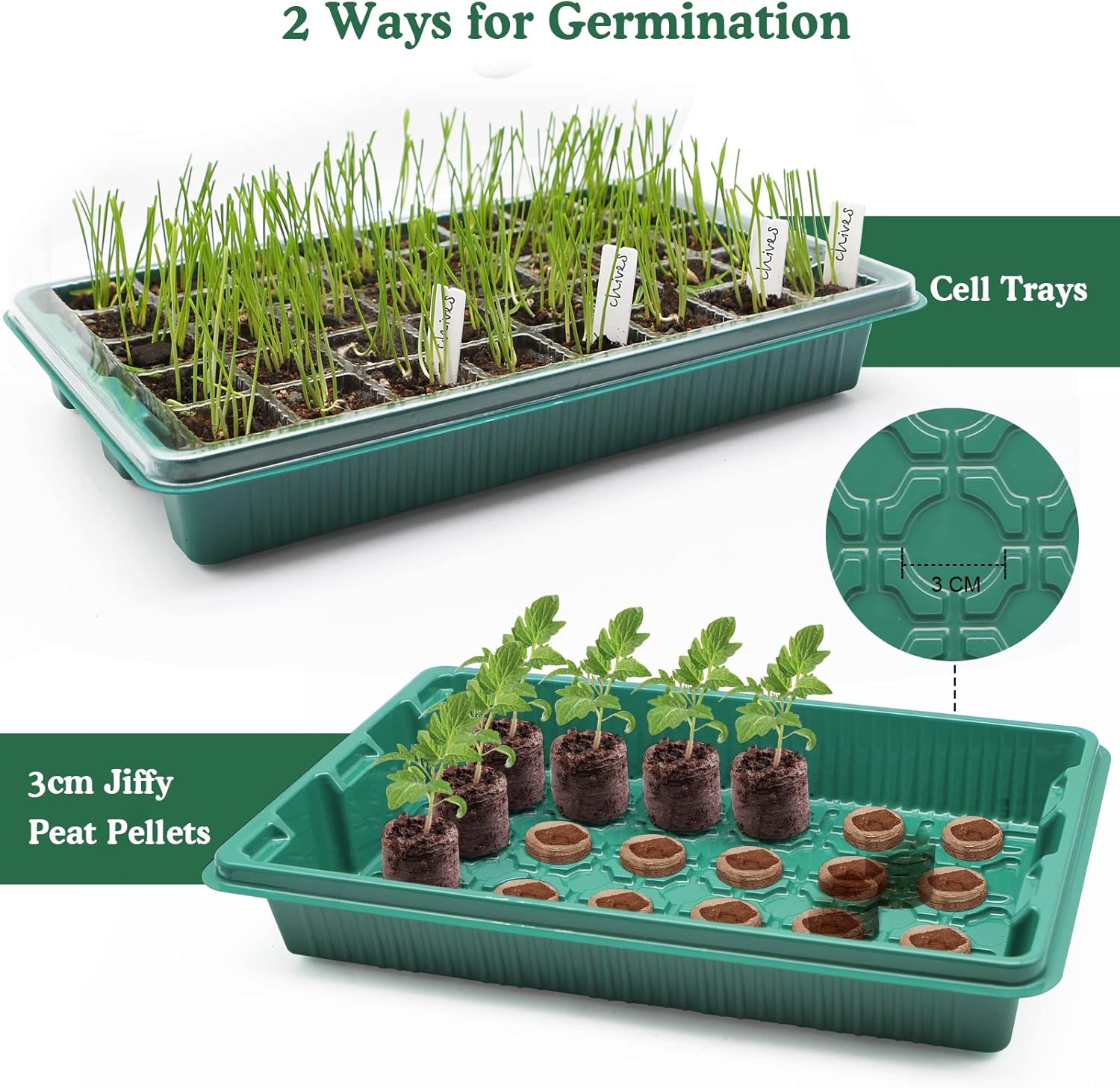 MQUPIN 80 Cells Seed Starter Tray with Grow Light,2 Pack Seedling Starter Kit,Adjustable Humidity Plant Starter Set with Dome and Base for Seeds Growing Starting : Patio, Lawn & Garden