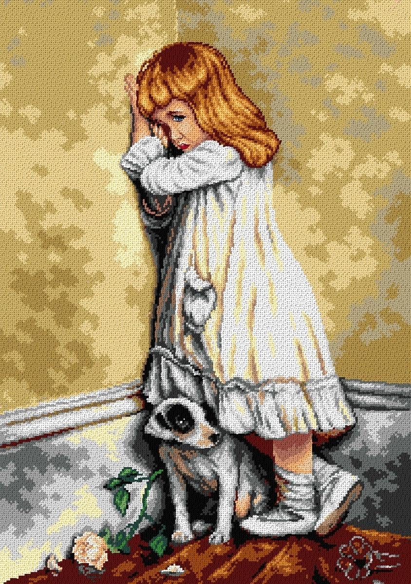 Wizardi Needlepoint Canvas for halfstitch Without Yarn in Disgrace 2674R Orchidea