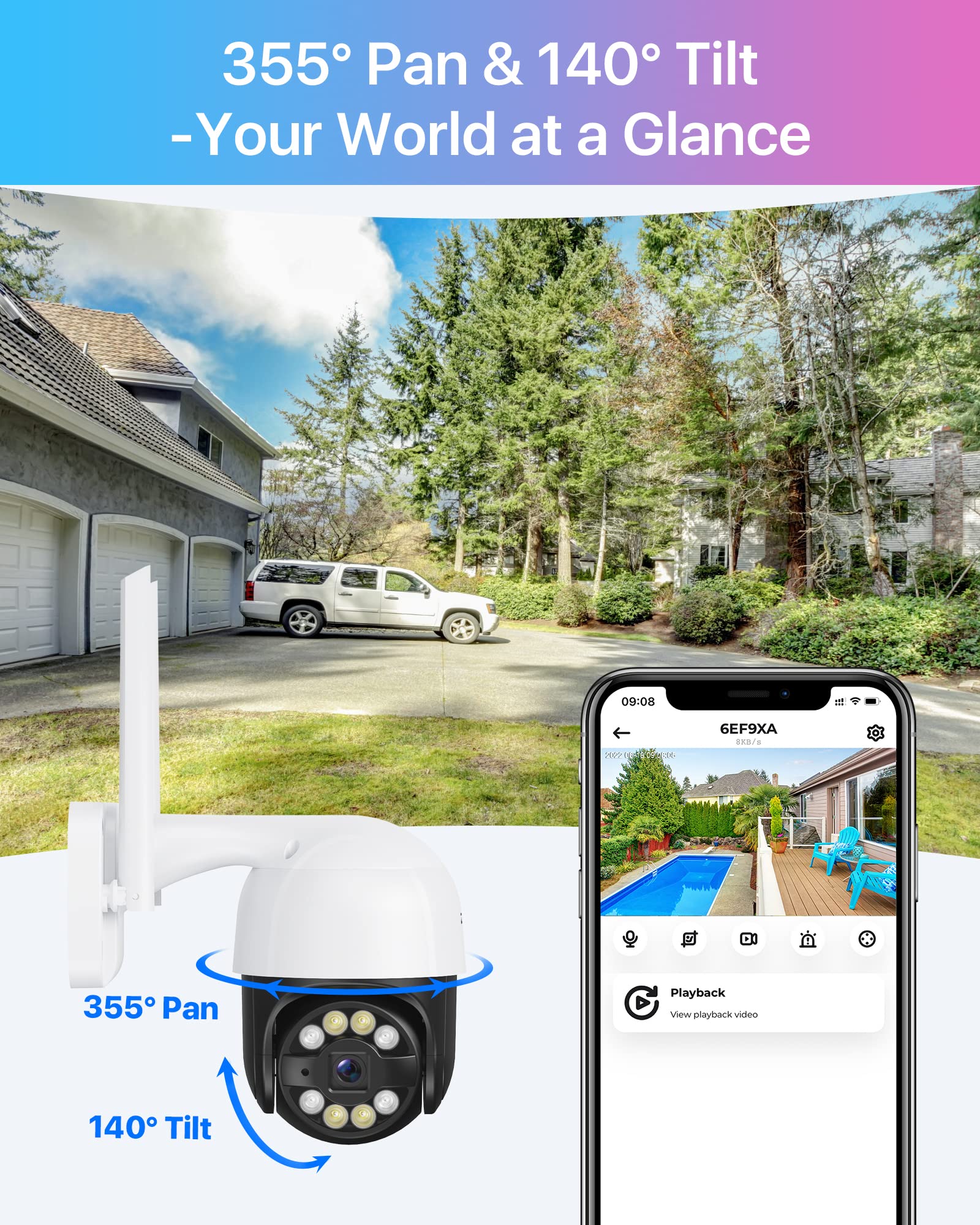 ZOSI 5MP IP WLAN Überwachungskamera Außen 355° PT