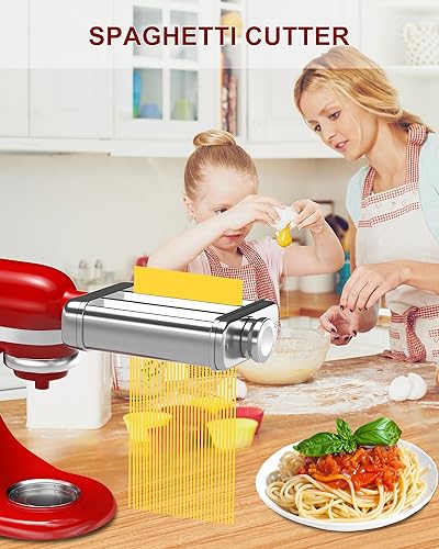Miniatura 6 de Accesorio para hacer pasta 3 en 1 para todos los mezcladores KitchenAid, accesorio de pasta de ayuda de cocina, incluye rodillo de hoja de pasta, 1
