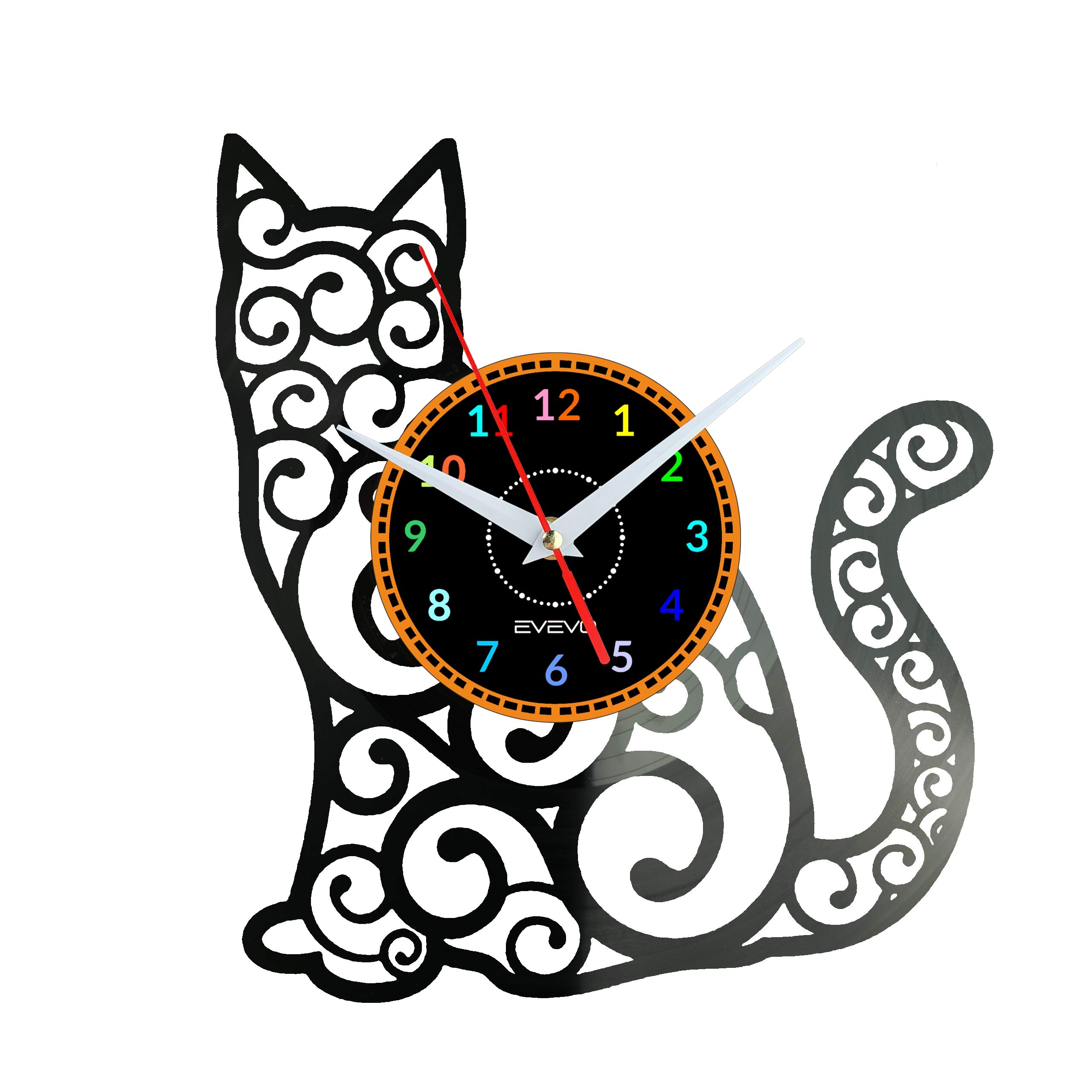 Horloge murale chat en vinyle pour décorer une chambre de chat
