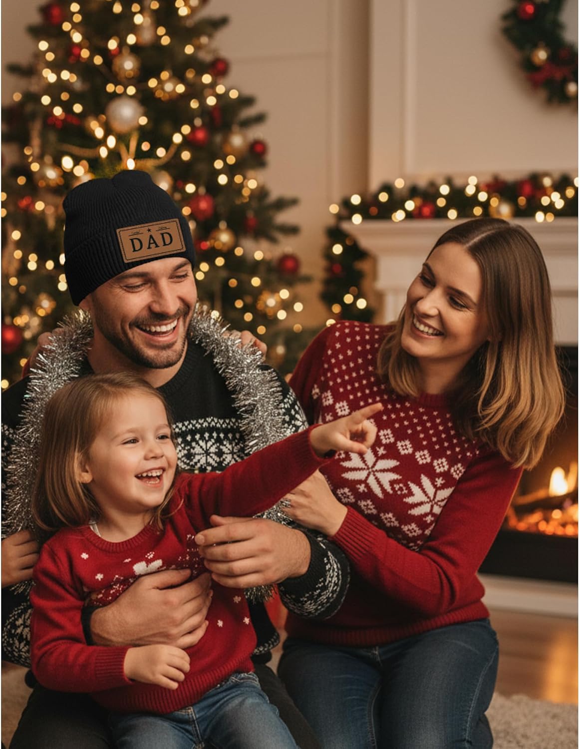 Dad Beanie,Dad Gifts from Wife Daughter Son for Christmas Birthday to Father,Winter Hats for Husband - Image 2