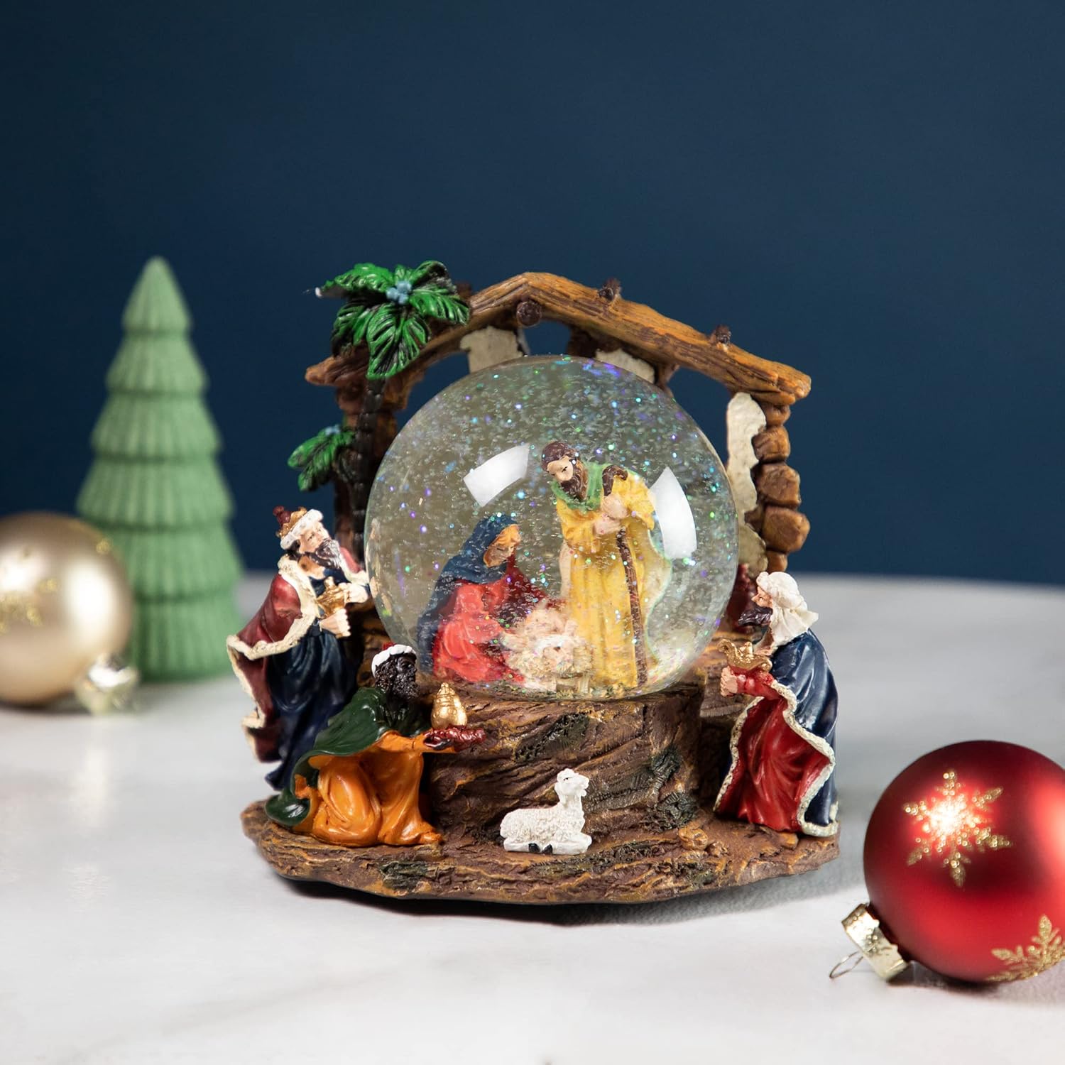 Northlight Holy Family Christmas Nativity Musical Water Globe, 6.75", Brown