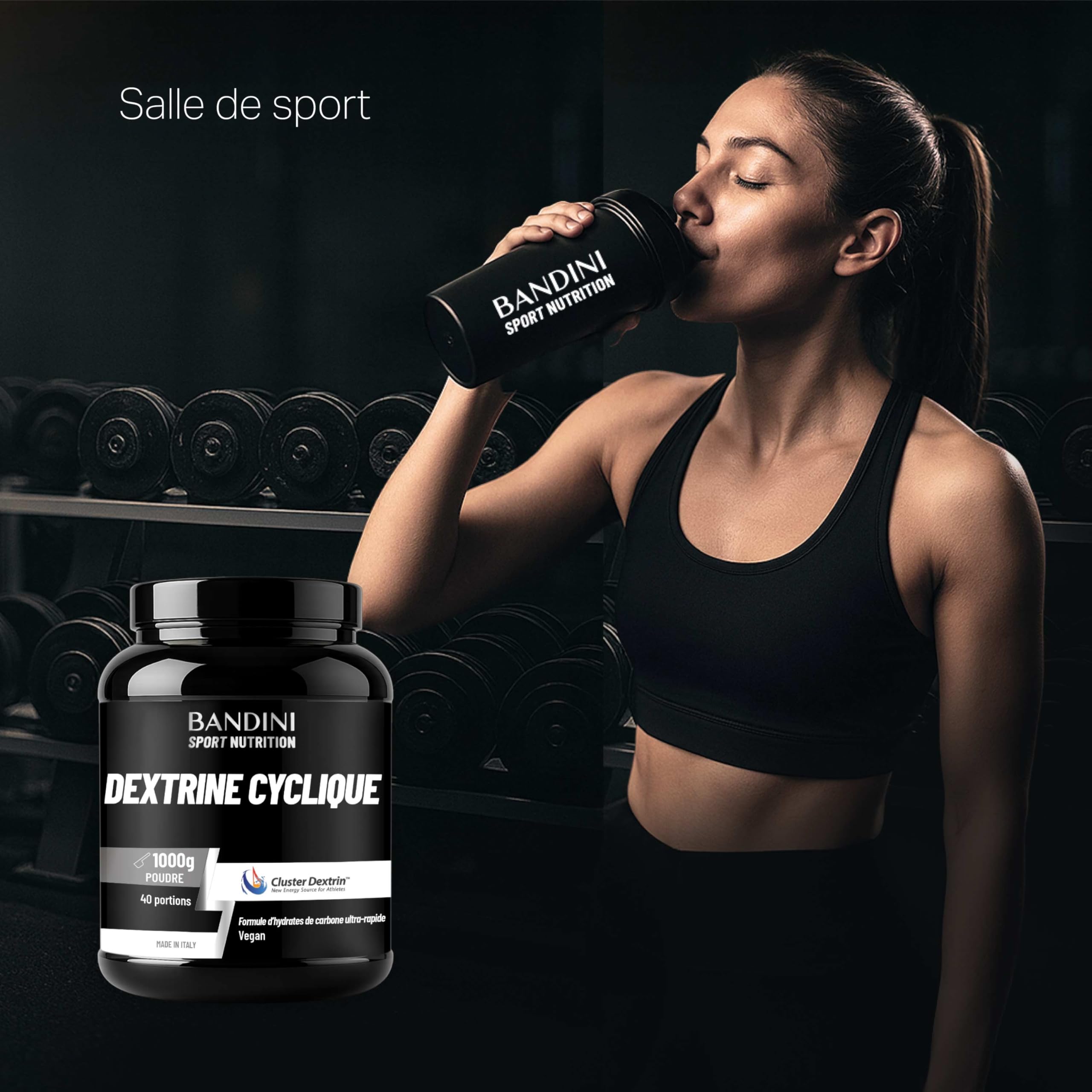 Bandini® Cyclic Dextrin Powder (Dextrin® Cluster) 1000g - Dextrine Cyclique | Hydrates de carbone de première qualité à forte ramification - Energie accrue grâce à une formule brevetée - Végétalien