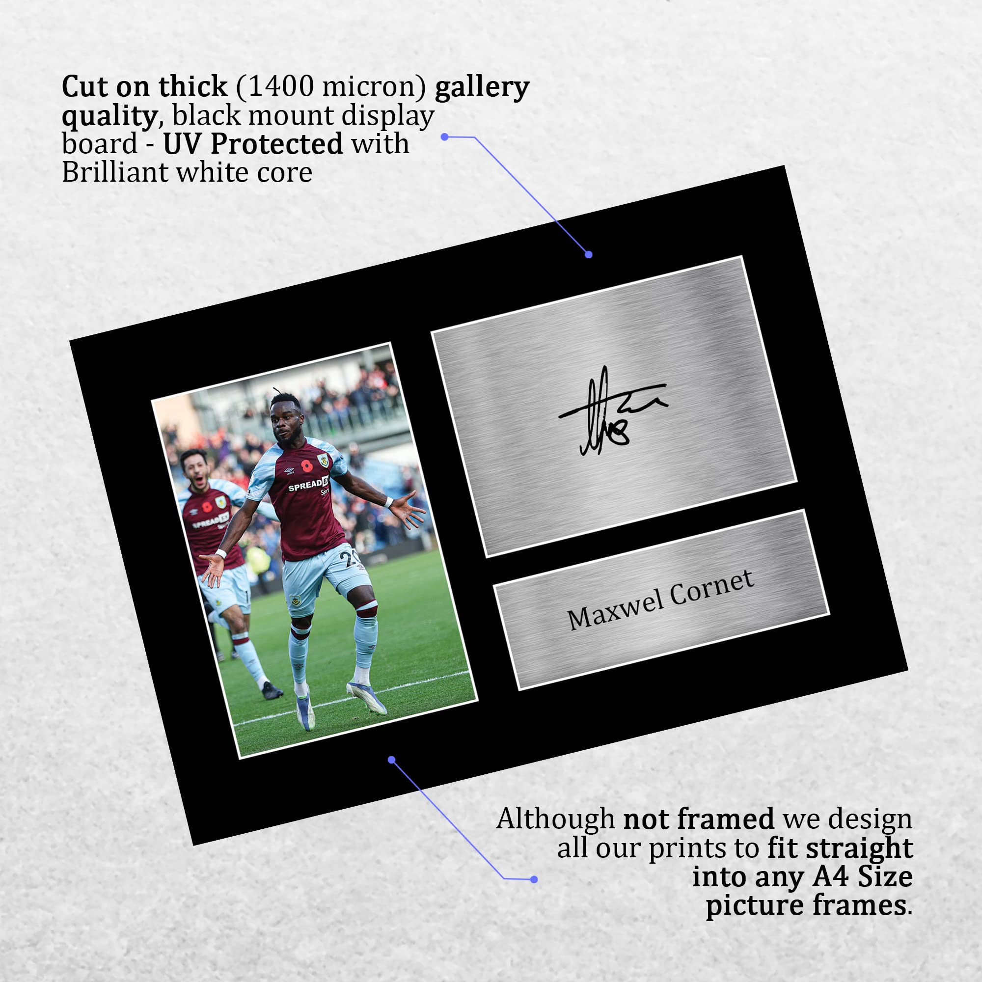 HWC Trading A4 Maxwell Cornet Burnley Regali Stampati Autografo Firmato Foto Per Gli Appassionati Di Calcio E Sostenitori