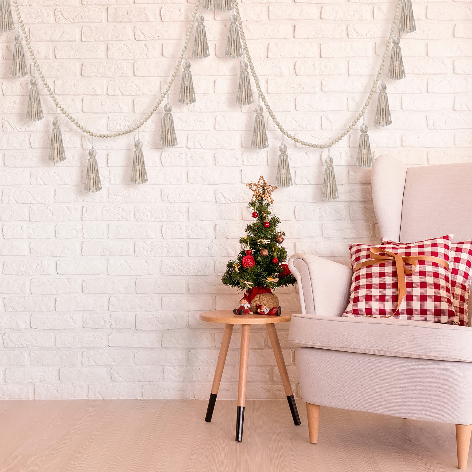 Janinka Boho Macrame Tassel Garland Classroom Decor Wooden Bead Garlands 9.8ft Wood Beads Banner With Tassels Boho Wall Hanging Banner Farmhouse Homerustic Country Holiday Decoration(Classic Color - View #10