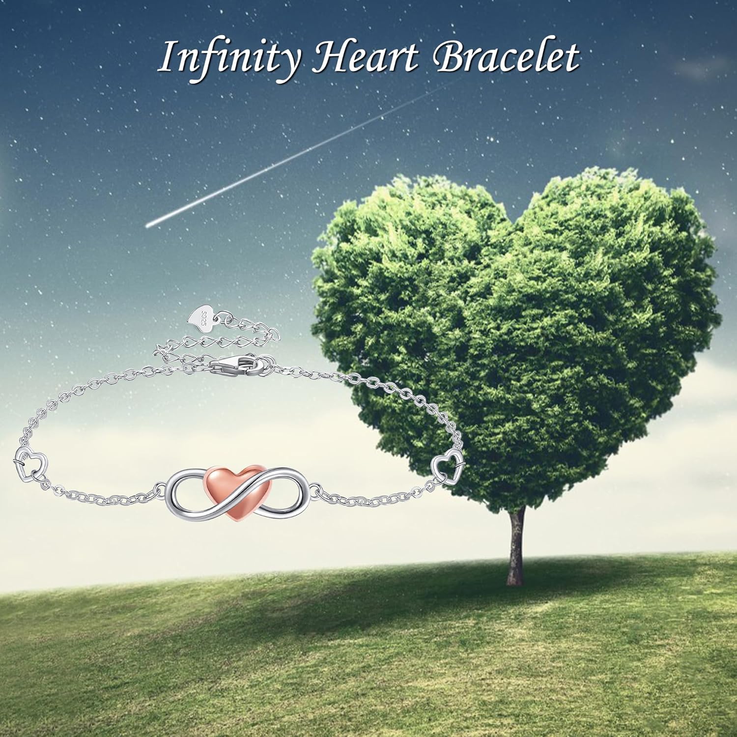 MONGAS Heart Bracelet 925 Sterling Silver Adjustable Infinity Heart Bracelets Infinity Jewelry Gifts for Women Mother Loved Ones - Image 5