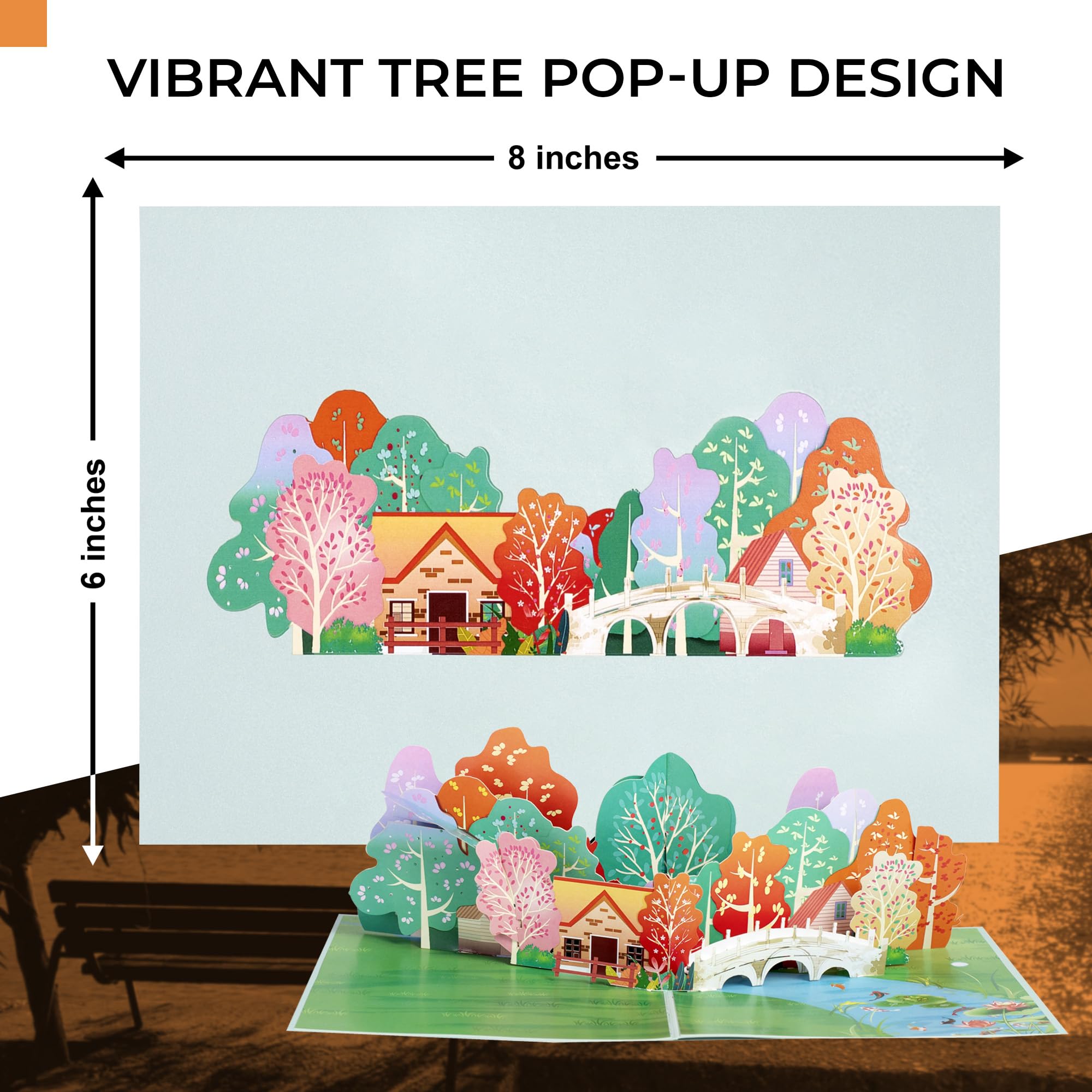 iGifts And Cards Tarjeta desplegable 3D Cozy Countryside Home, 6 x 8 pulgadas con tarjeta de notas, regalo perfecto de inauguración de la casa, cálida celebración de nuevo hogar, escena de naturaleza