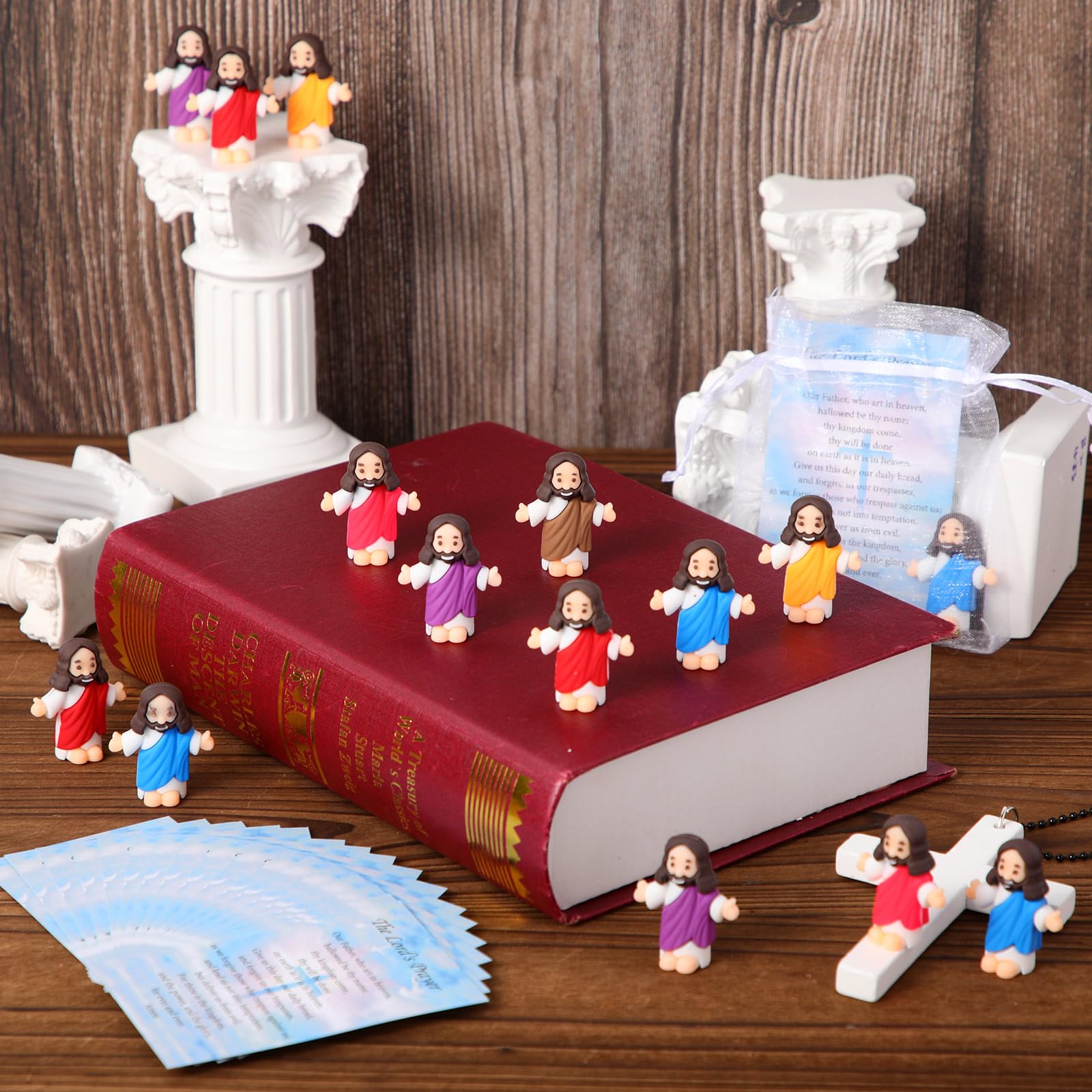 Amazon.com: Barydat 50 Sets Mini Jesus Figures with Prayer Card