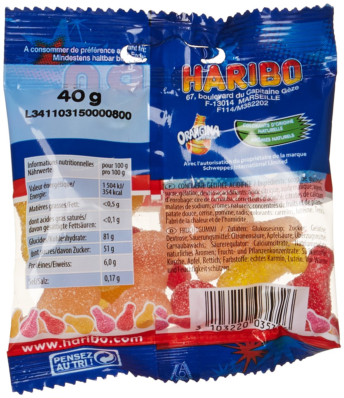 Haribo Bonbon Gélifié Orangina Pik 40 g x 30 Sachets