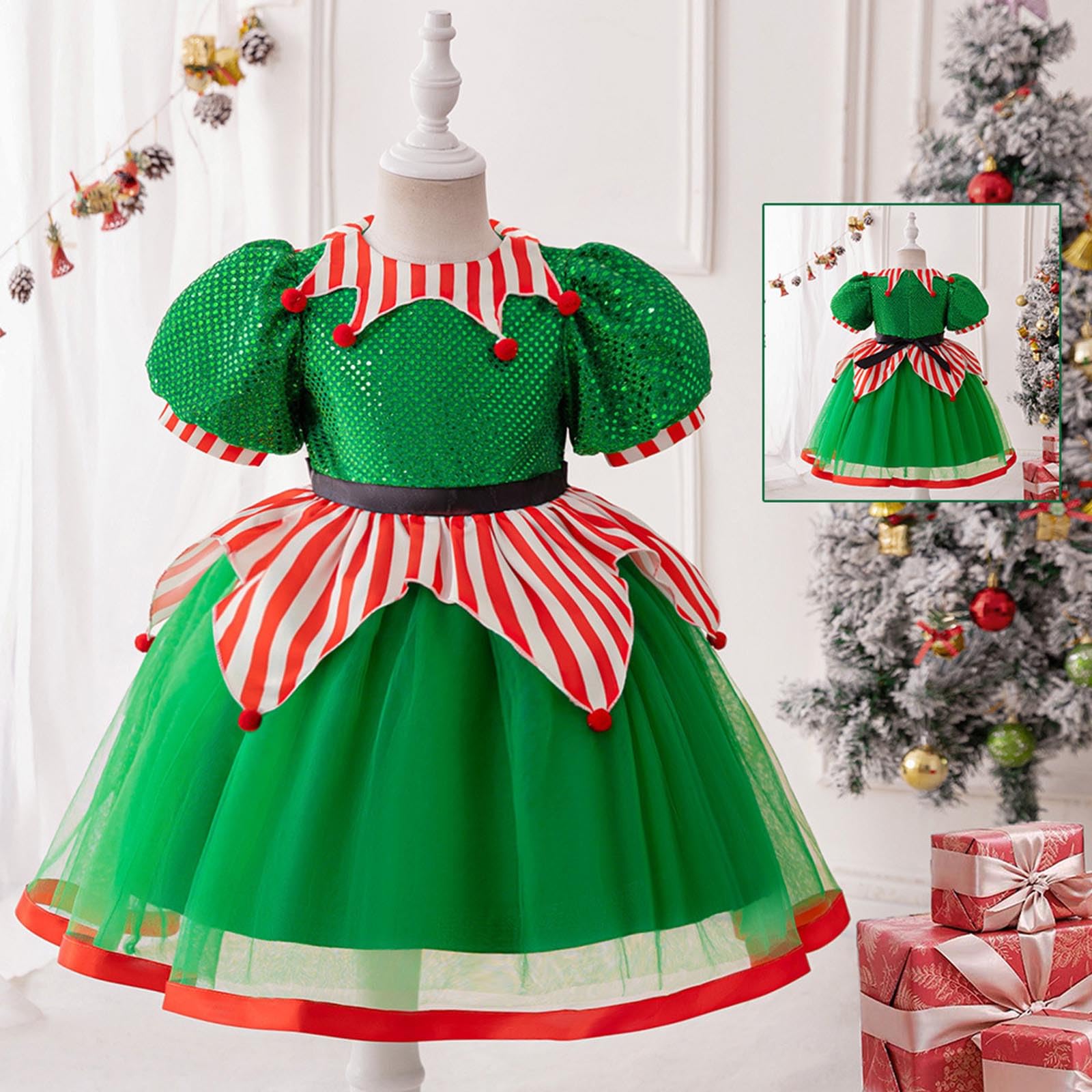 Vestiti Natale Bambina, Vestito da Bambina per Natale,Festa,Ballo,Costume,Principessa,Spettacolo,Vestito da Bambina