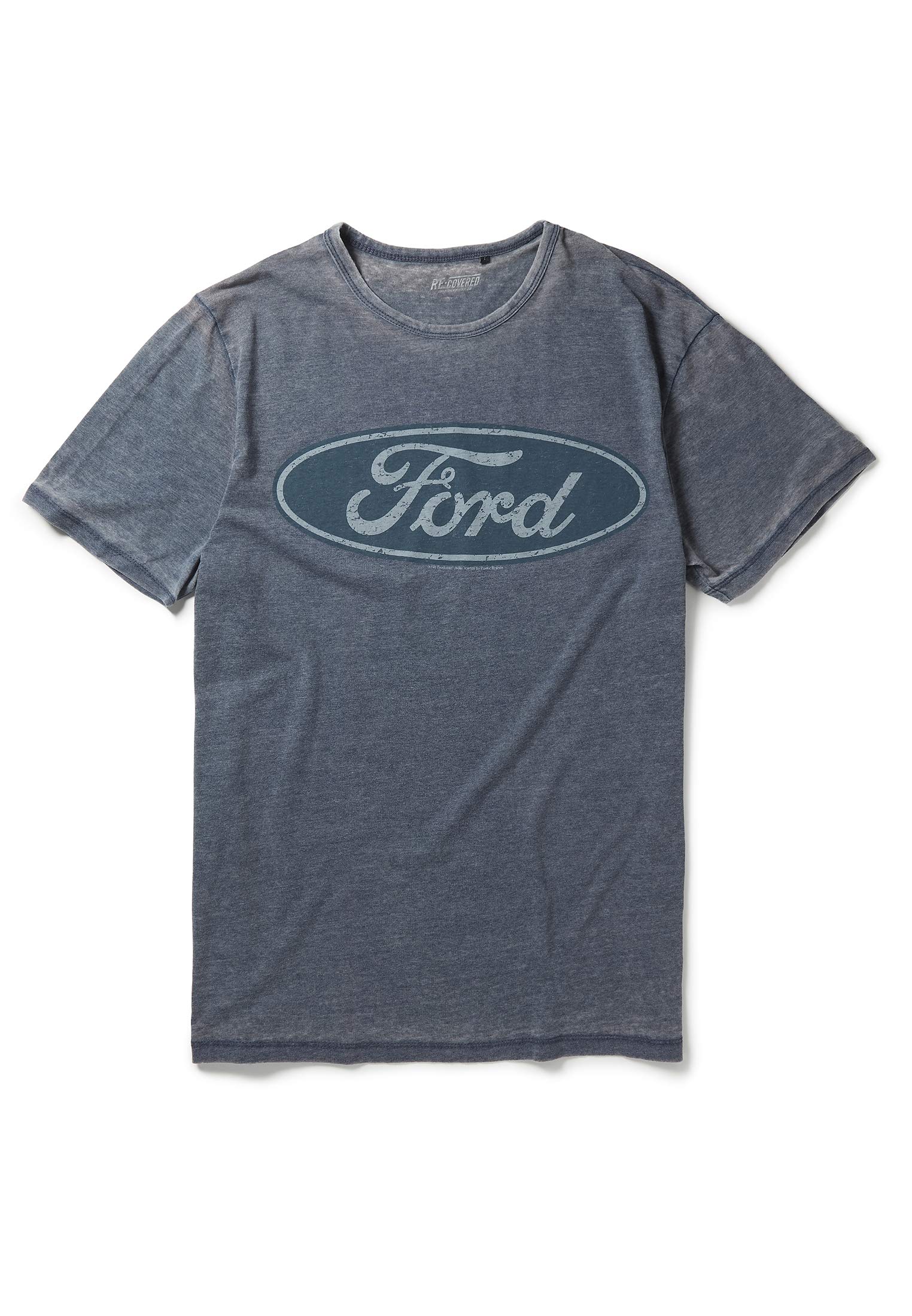 Recovered Ford Vintage Distressed Logo Blue T-Shirt