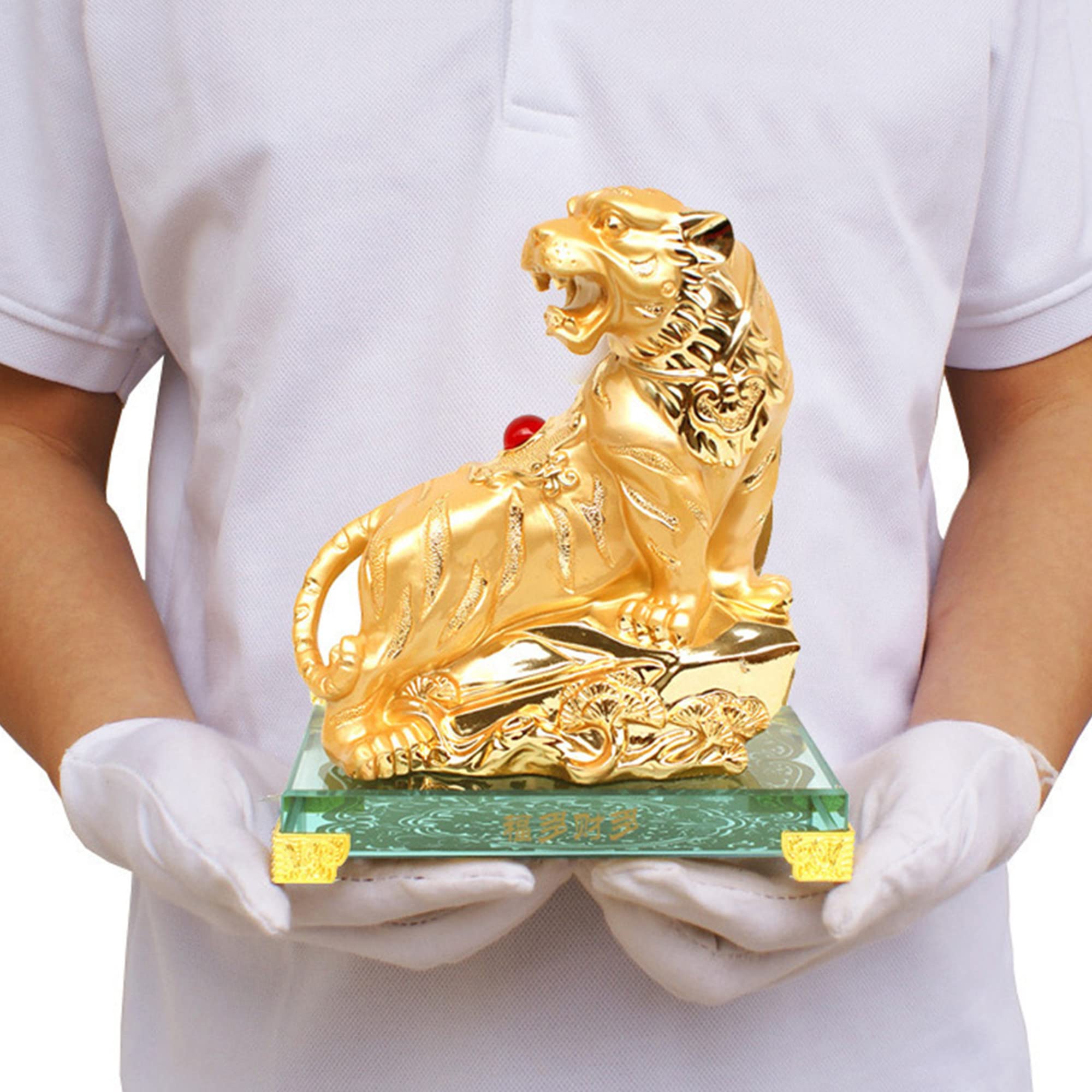 Amazon.co.jp: 2022年の干支の虎の置物、黄金の樹脂の虎の収集可能な