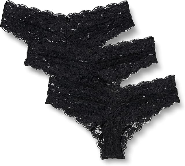 Iris & Lilly Women's Lace Cheeky Brazilian Knickers, Pack of 3