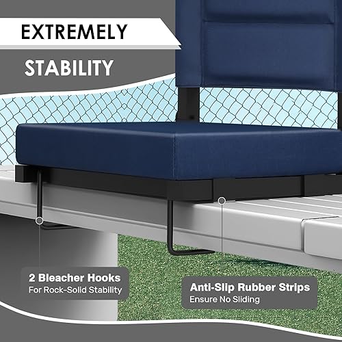 Miniatura 3 de Stadium Seats with Back Support,Bleacher Chairs with Cushion, Portable Folding Stadium Chair with Removable Cushion and Large Pocket for School
