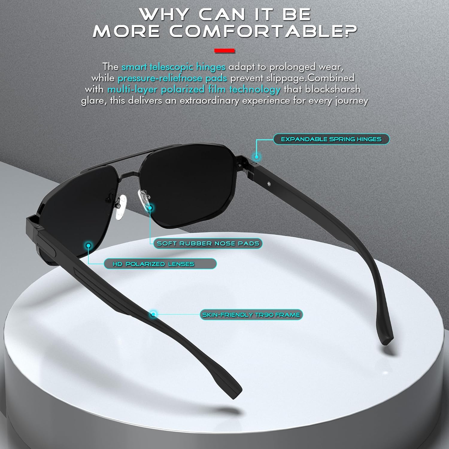 ATTCL Polarized Sunglasses for Men, Mens Sunglasses for Driving, Fishing, Golf, Pilot Square Metal Frame, UV400 - Image 4