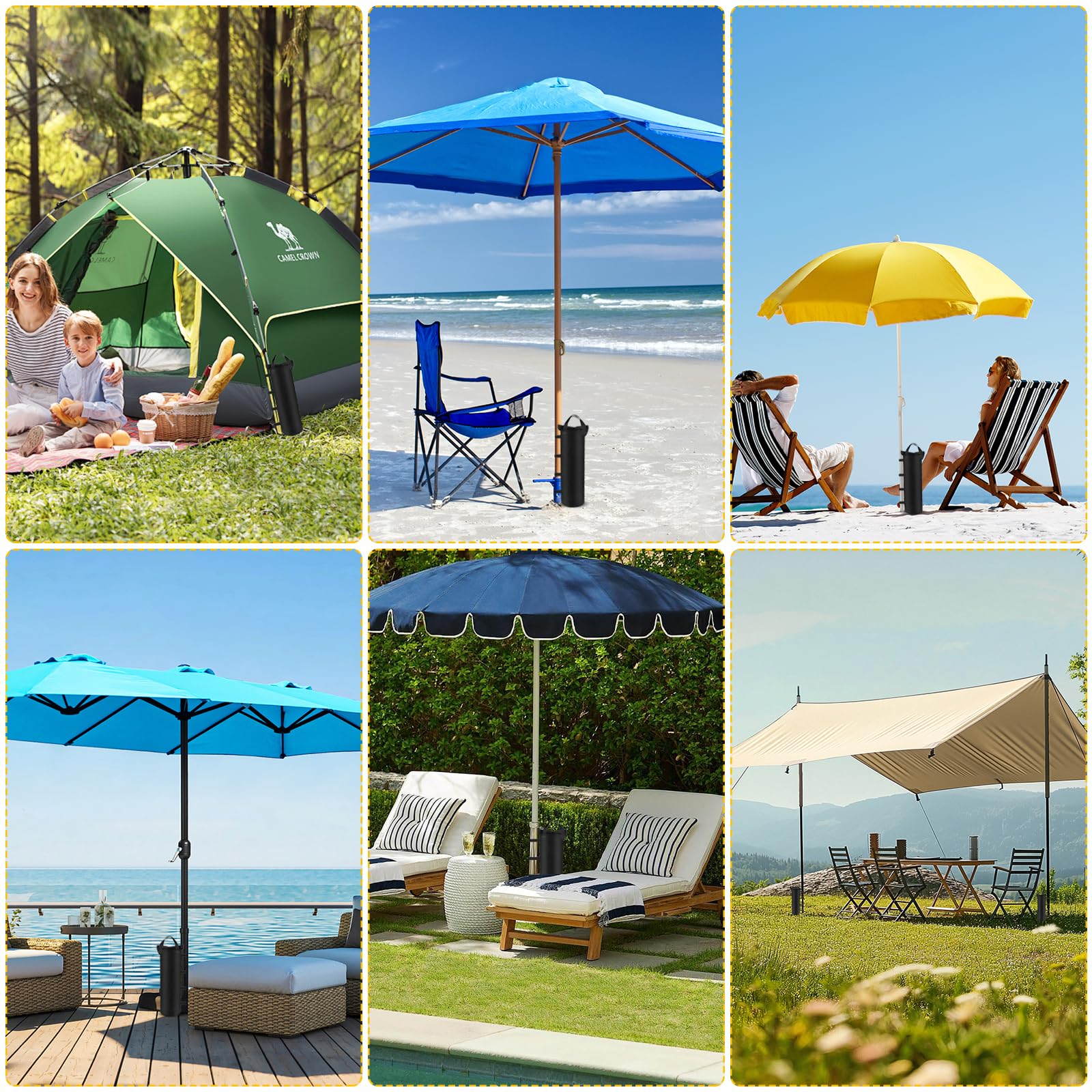Sacchi di Sabbia per Gazebo Set da 4, Pesi per Gazebo in Oxford 800D, Zavorre per Tendone da Giardino, Spiaggia e Campeggio - Stabilizzatori per Ombrelloni e Tende