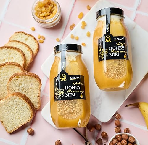 Miniatura 6 de HONIGMA Marma - Miel de flores silvestres  Sabor exquisito  100% pura  Cristalizada  Sin pasteurizar  Sin filtrar  35.2 oz  Paquete de 6