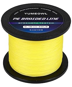 YUMEOWL Thinner Braided Fishing Line, Ultra-Strong Abrasion Resistant Zero Stretch Braided Line, 4&8 Strand