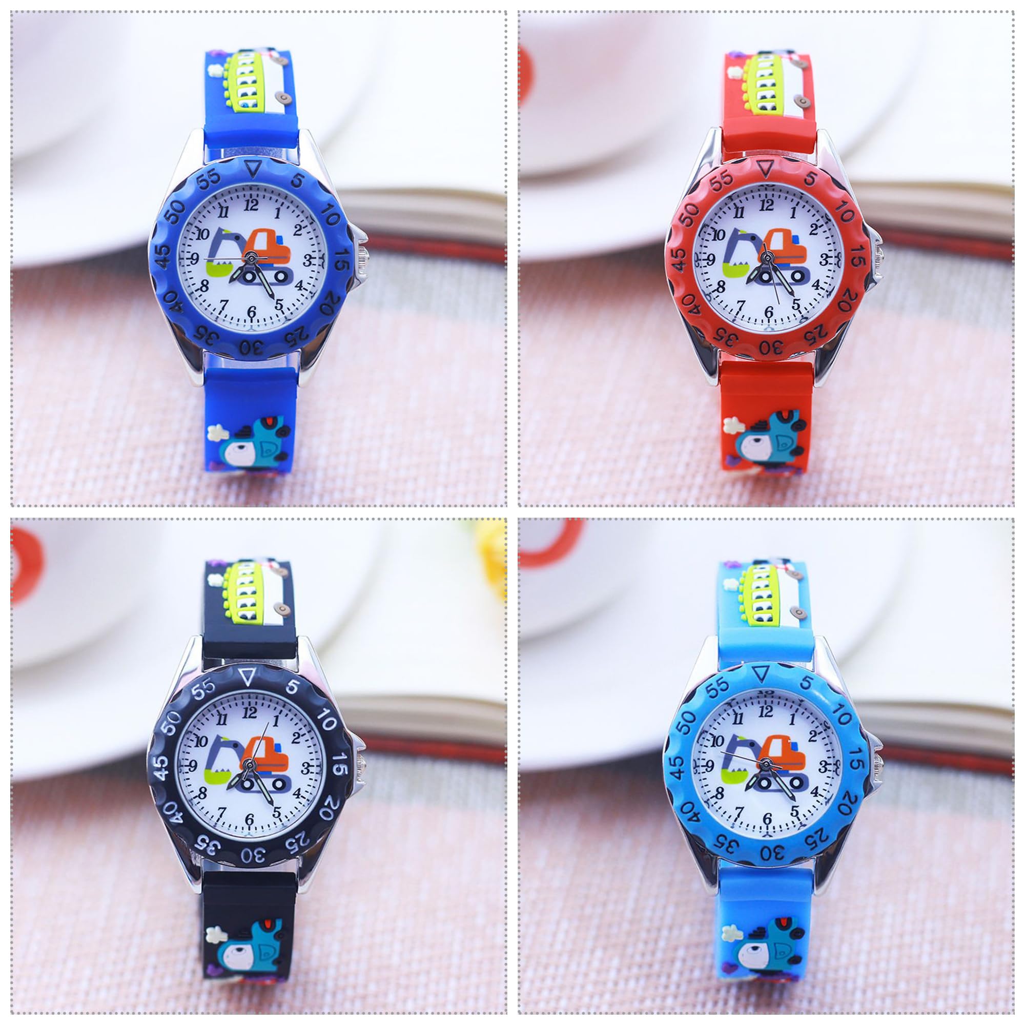 Reloj de Pulsera Analógico Cuarzo para Niño Niña 3-10 Años Cute 3D Cartoon Correa Silicona