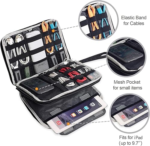 Miniatura 4 de Organizador de equipaje con doble capa para viajes BUBM, para llevar dispositivos y accesorios electrónicos., Negro, 2 capas L