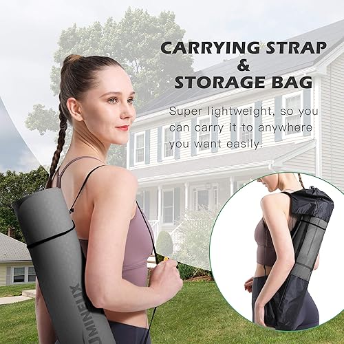 Miniatura 6 de Alfombrilla de yoga antideslizante, esterillas de fitness de pilates, ecológicas, antidesgarros, de 14 de pulgada de grosor, esterillas de yoga para