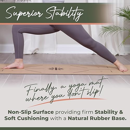 Miniatura 2 de Y O Gayo Kit esencial de yoga todo en uno de corcho de alta calidad, tapete de yoga de corcho grande de 0.197 in y bloques con correa de transporte