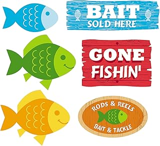 Fun Express - Little Fisherman Wall Cutouts for Birthday - Party Decor - Wall Decor - Cutouts - Birthday - 6 Pieces