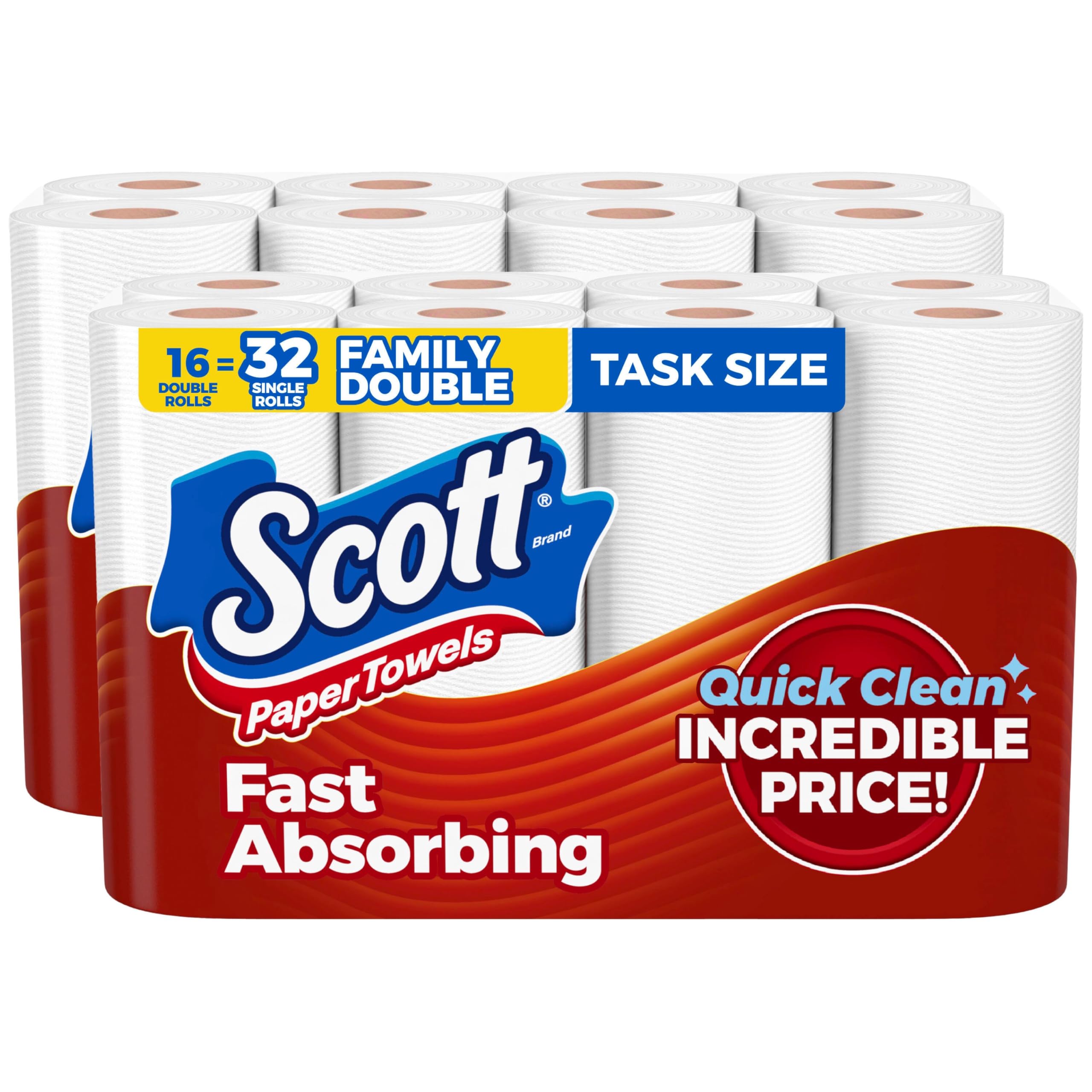 Scott Paper Towels, Task Size, 16 Family Double Rolls | Value Pack for Daily Cleaning - main product image