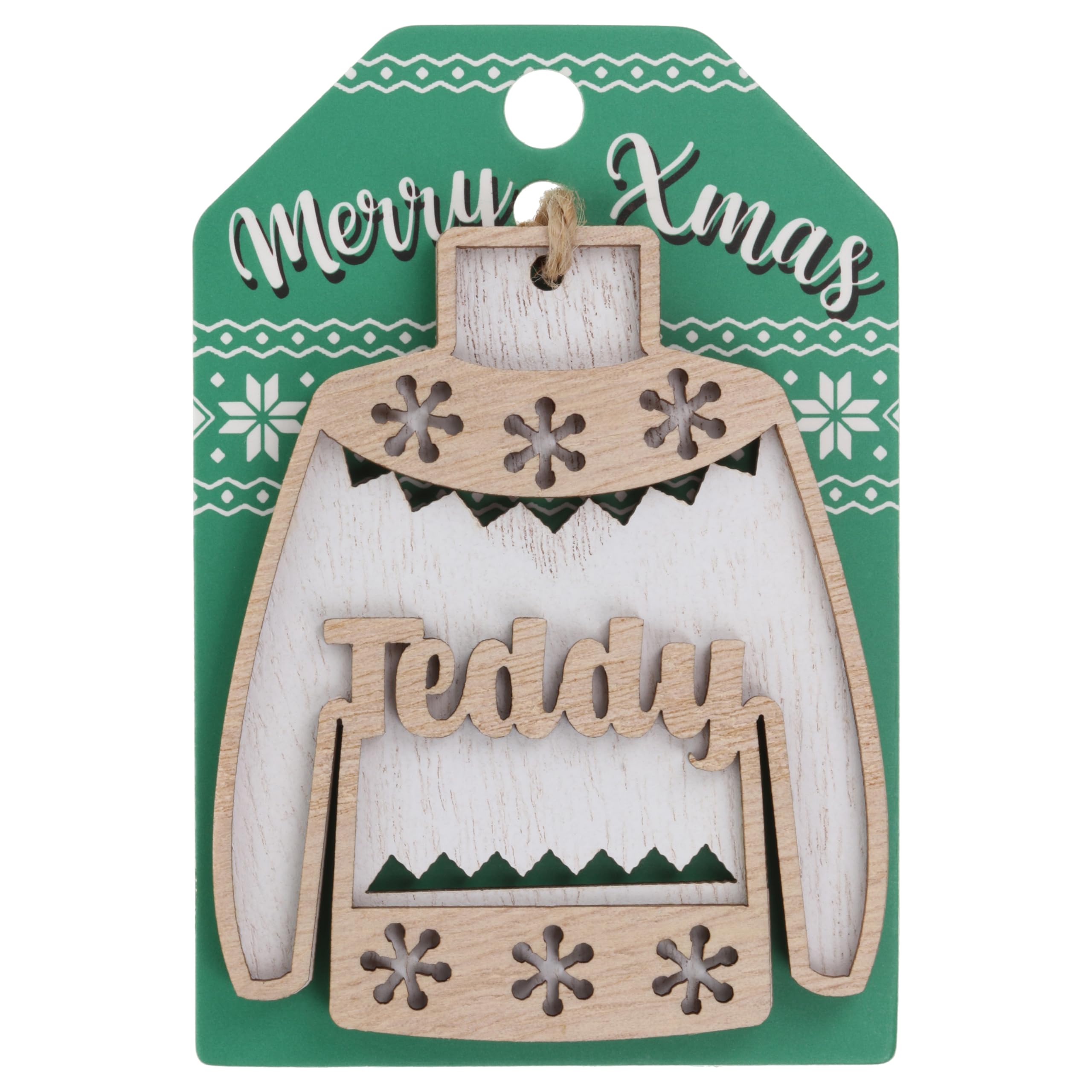 Stands Out, Supplying Outstanding Gifts Teddy Name Christmas Jumper Wooden Tree Decoration Personalised Bauble Xmas White