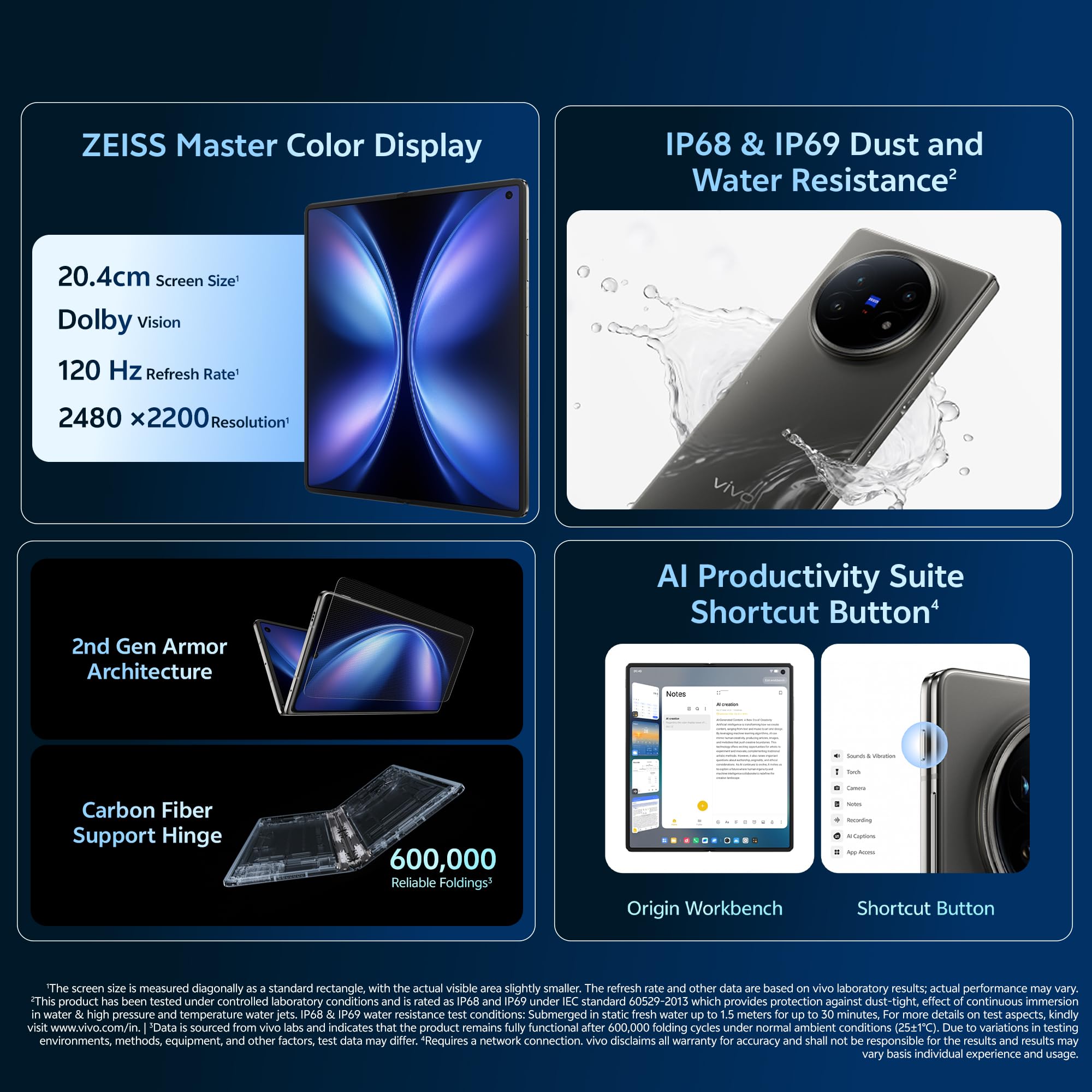 スマートフォン本体 vivo X Fold5 Gray 512GB Global VIVO X Fold5 (Titanium Gray, 16GB RAM, 512GB Storage) with No Cost