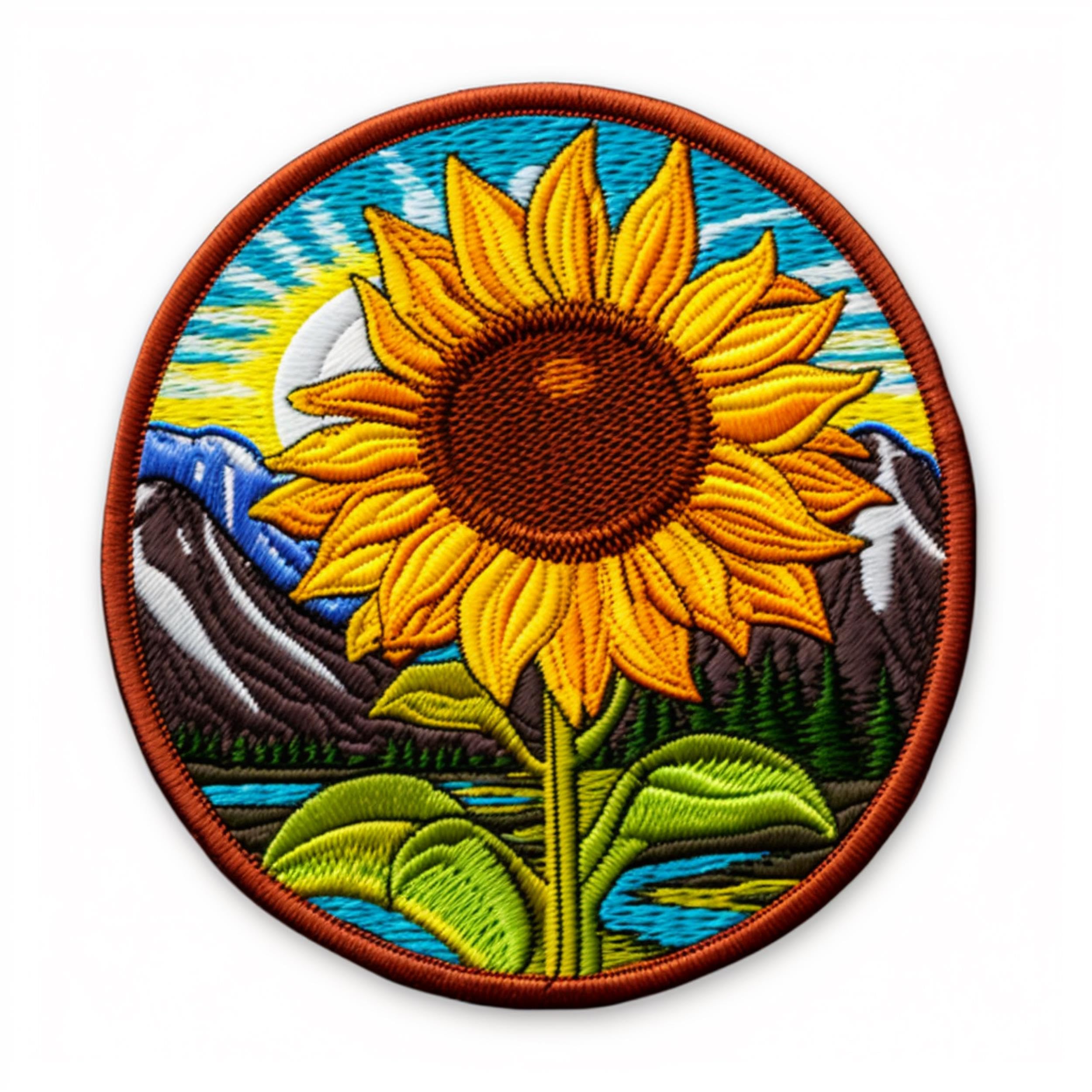 Sunflower Patch 3" Iron-on Embroidered Sublimated Applique for Clothing Vest, Sew-on Decorative Embroidery, Badge Emblem, Nature Souvenir, Wild Animals, National Parks, Wild Flowers, Outdoor Patches