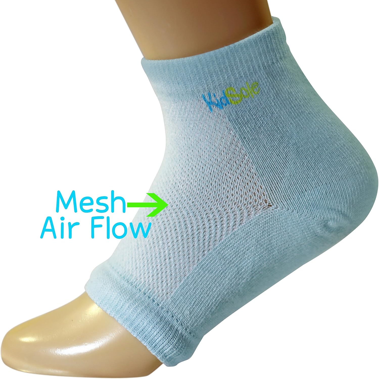 KidSole RX Gel Sports Sock for Kids with Heel Sensitivity from Severs Disease, Plantar Fasciitis. US Kid's Sizes 2-7 (Blue)