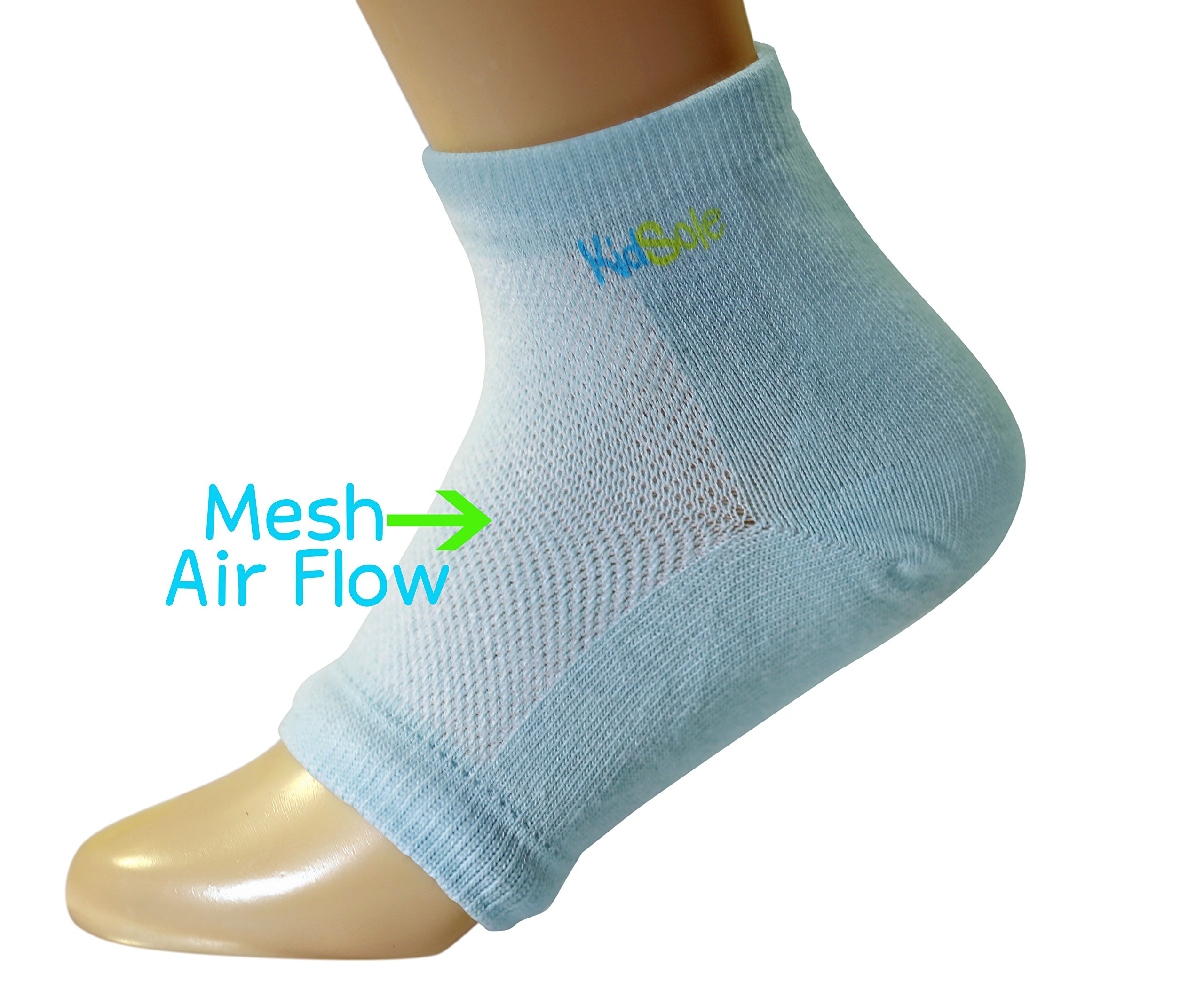 KidSole gelieren sport socken für kinder mit ferse empfindlichkeit, us-größen 2-7 (blau)