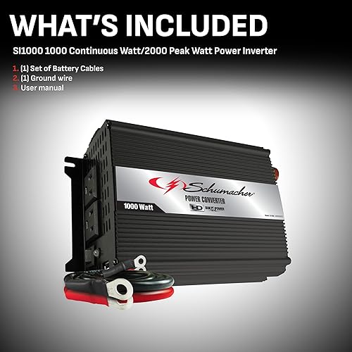 Miniatura 4 de Schumacher SI1000 - Inversor de corriente CC a CA  1000 W ACUSB  para convertir la energía del vehículo a energía doméstica para camping, portón