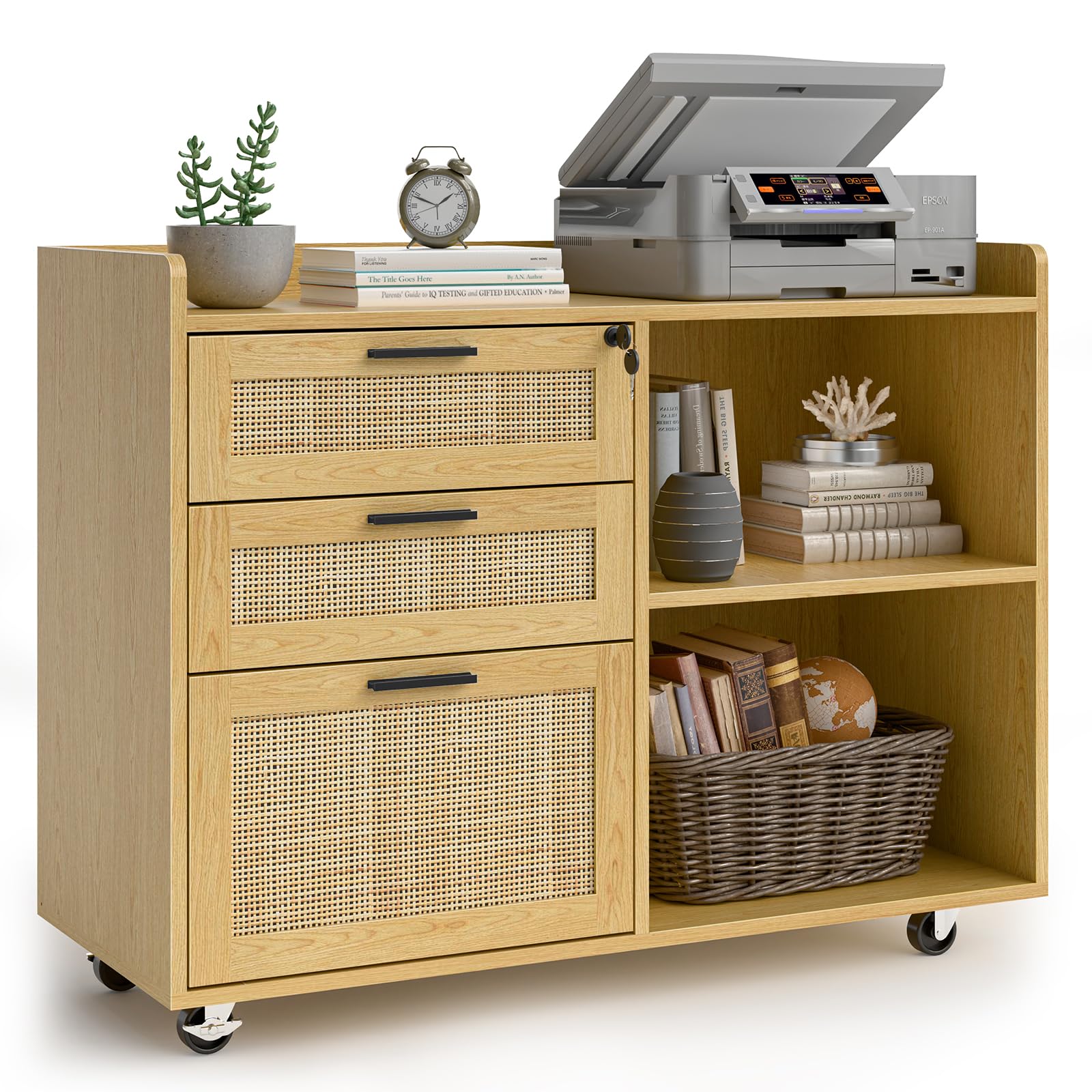 Amazon.com: Halitaa Rattan File Cabinets, 3 Drawer Lateral Filing