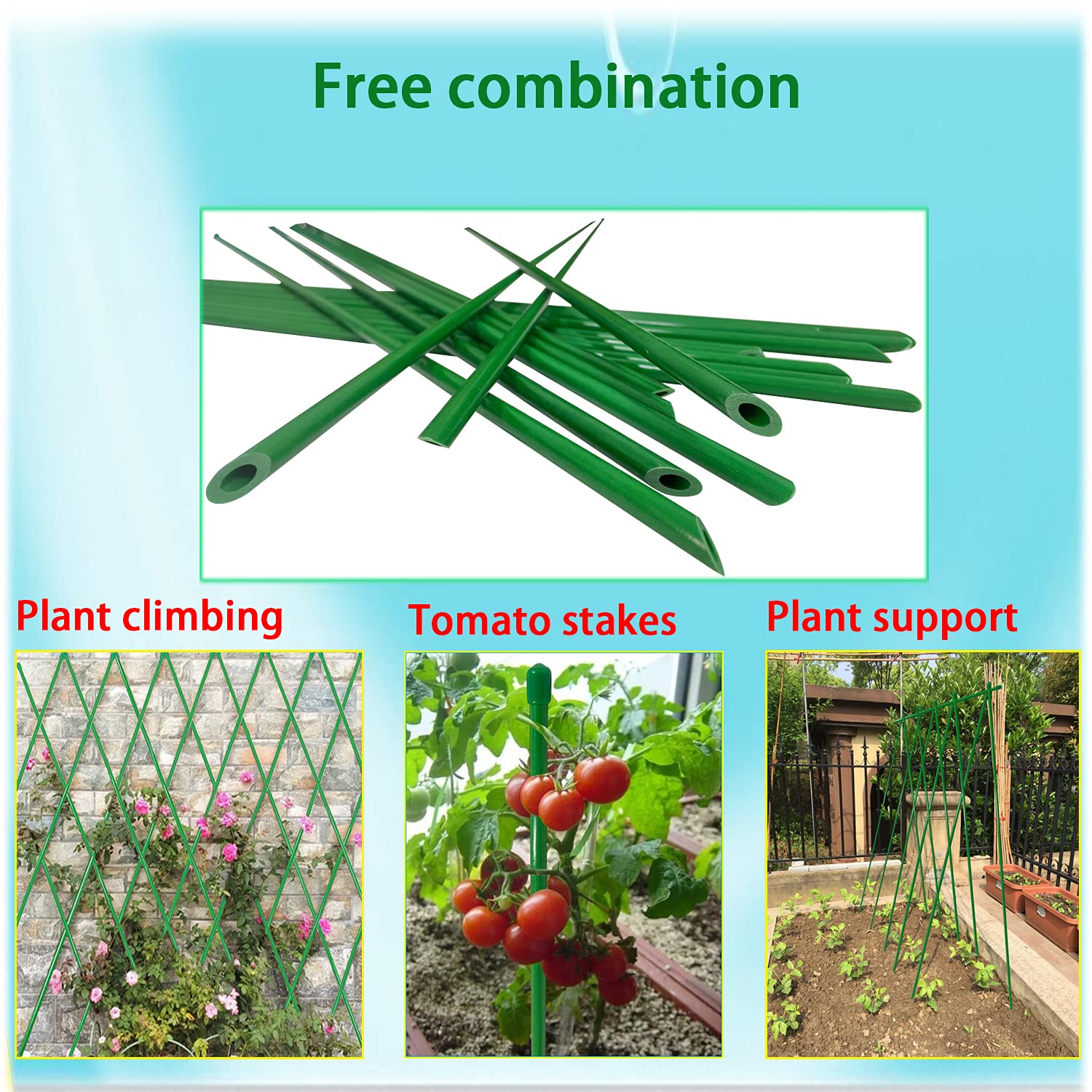 YOYORUN Estacas de jardín de 1,5 m, estacas de tomate, material de fibra de vidrio, resistente y duradero, nunca se oxida, paquete de 20