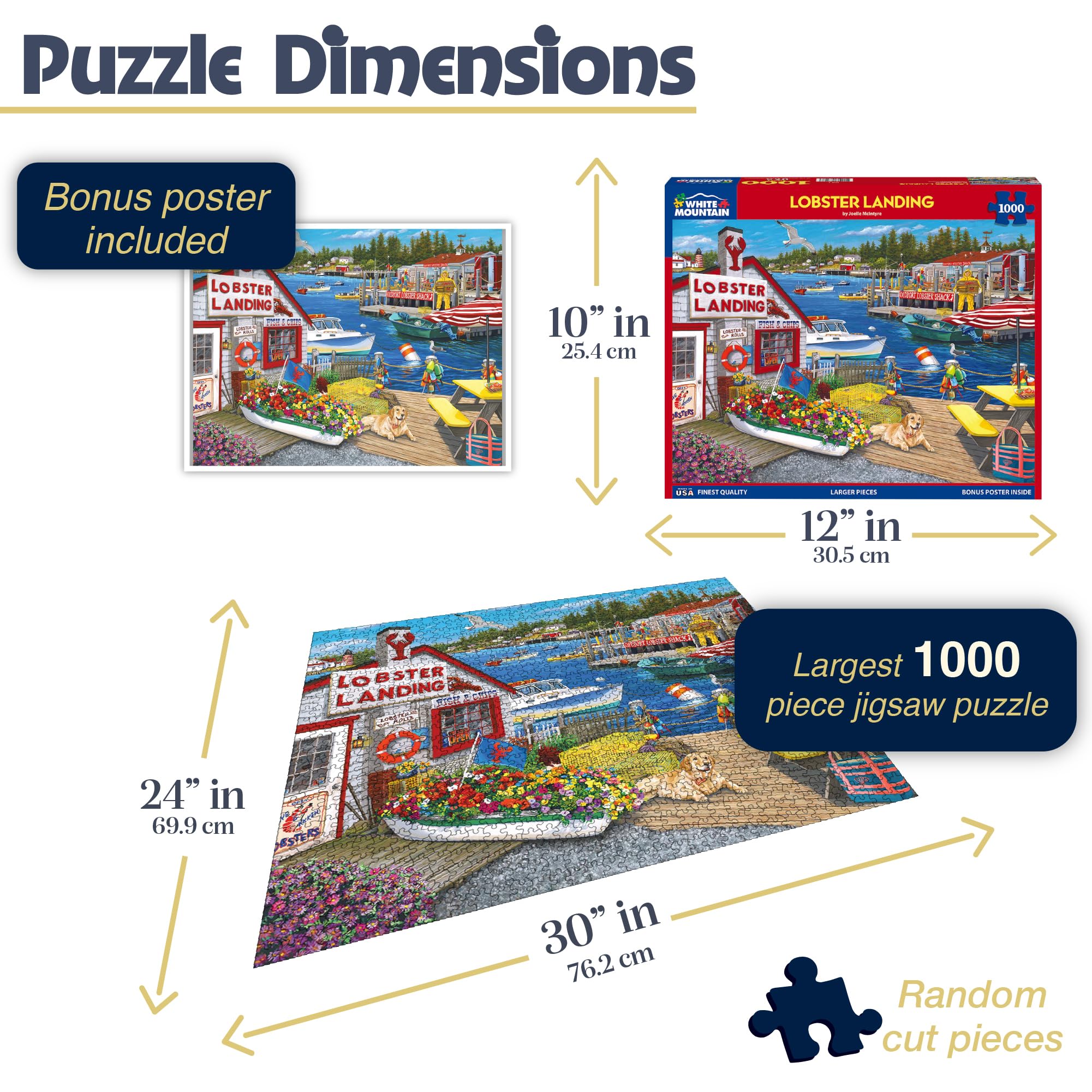 White Mountain Puzzle da 1000 pezzi Summer Ocean Harbour Puzzle con pezzi grandi, regalo per adulti e famiglia, 61 x 76,2 cm - Aragosta Landing