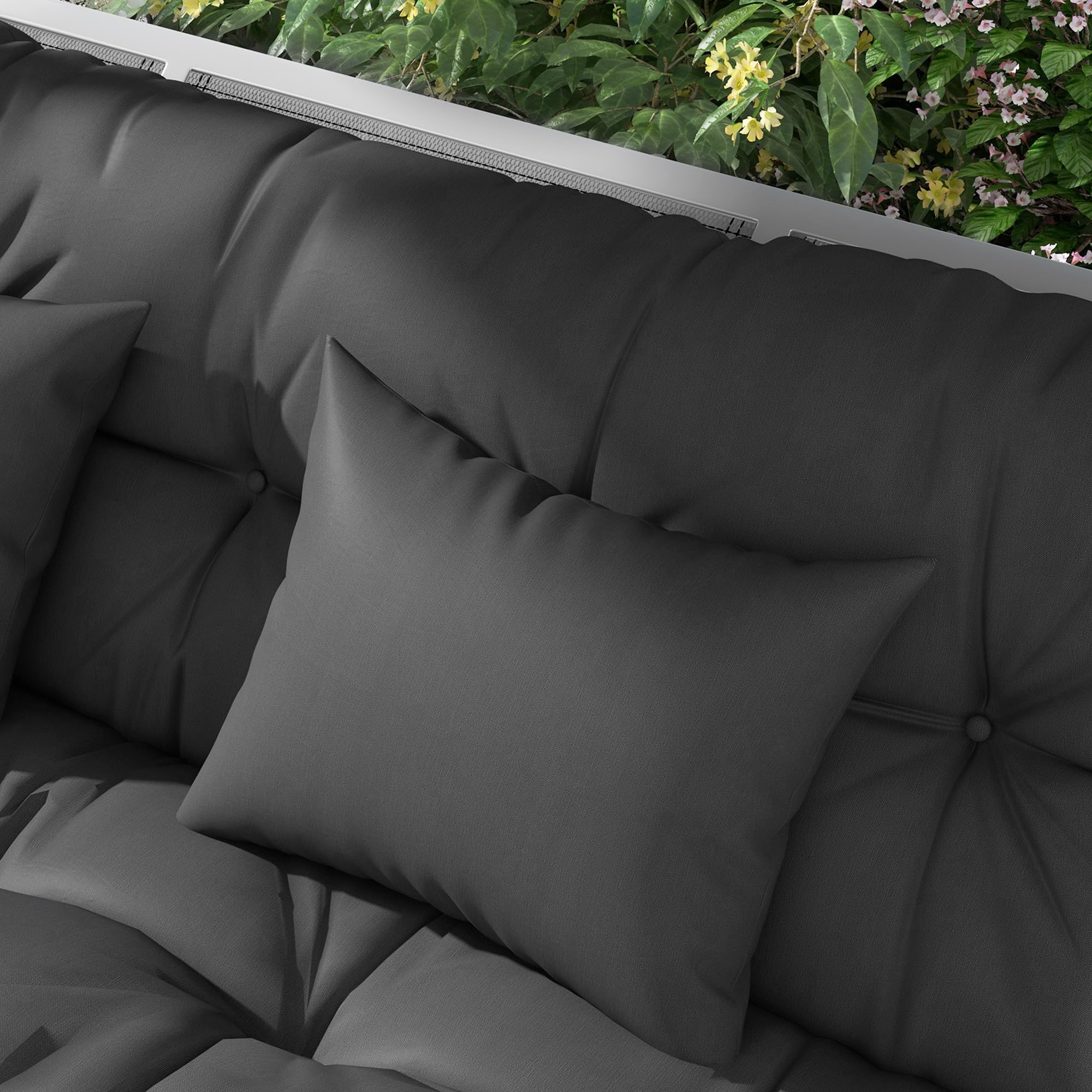 Outsunny Cuscini da Giardino Set 4 Pezzi per Schienale e Seduta con Imbottitura Spessa, Cuscini da Esterno in Poliestere, Senza Altalena, Grigio Carbone